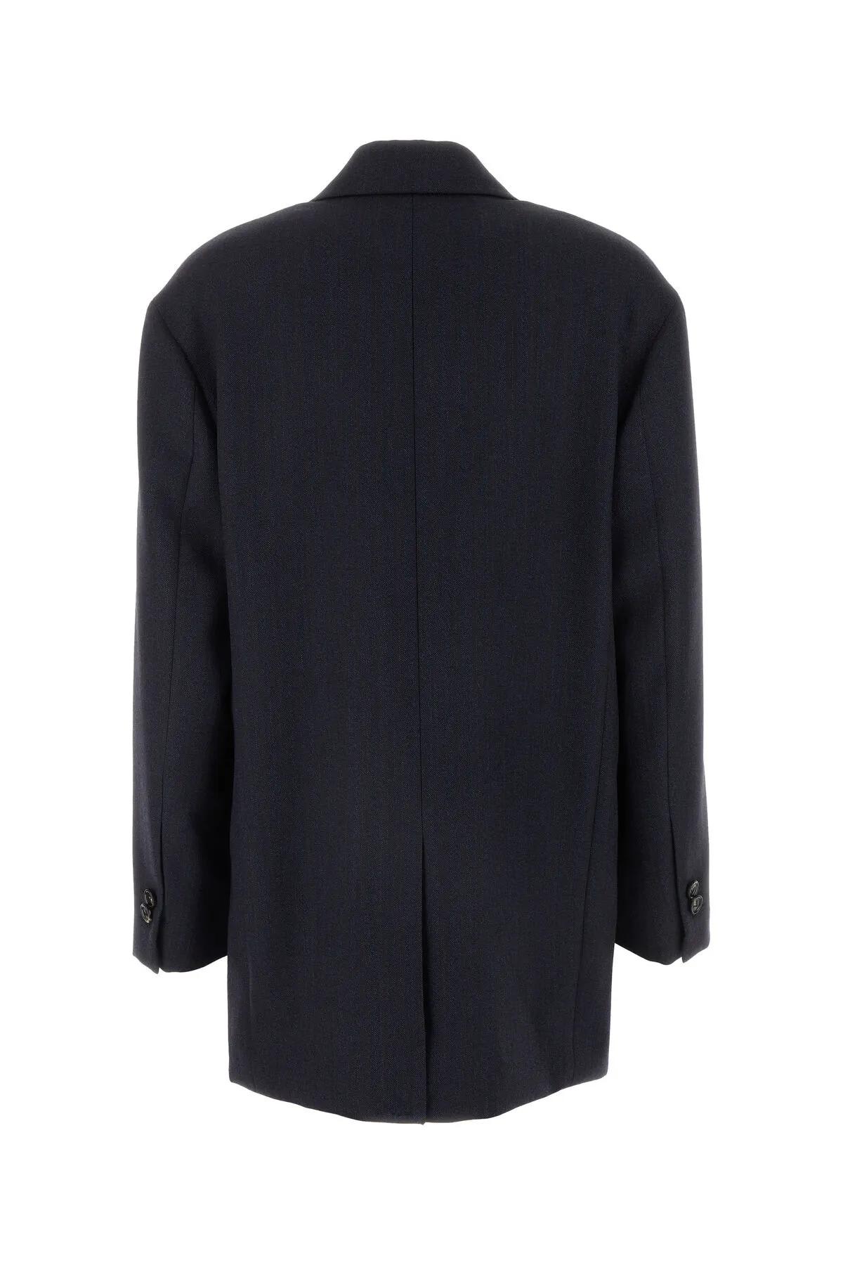 Shop Bottega Veneta Dark Blue Wool Blazer