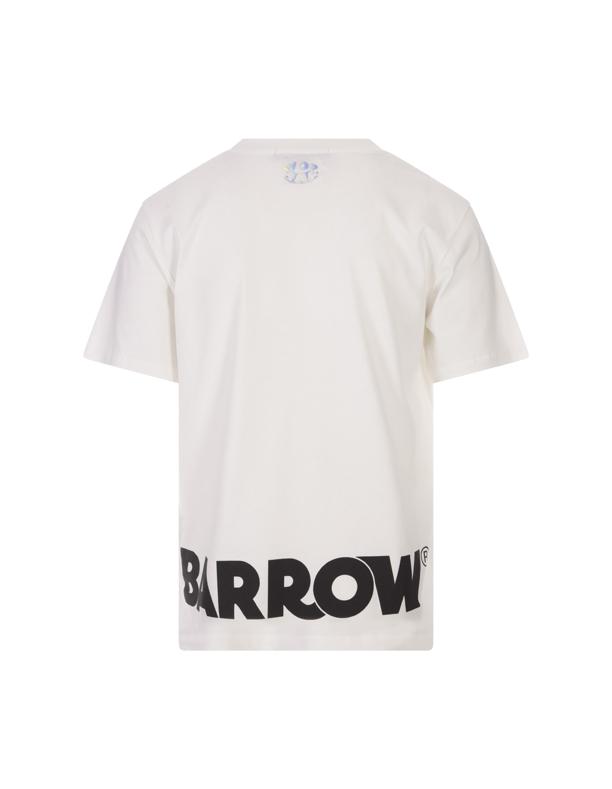 Shop Barrow White T-shirt With Front And Back Lettering And Logo In Off White