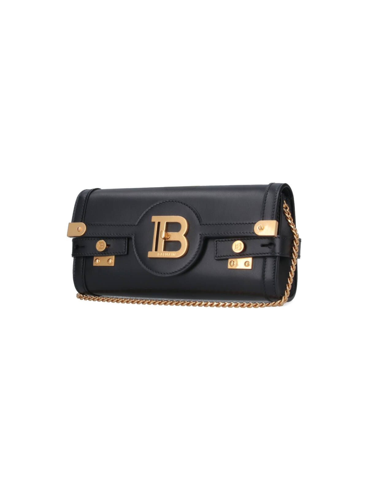 Balmain B-buzz 23 Clutch In Calfskin Leather In Black