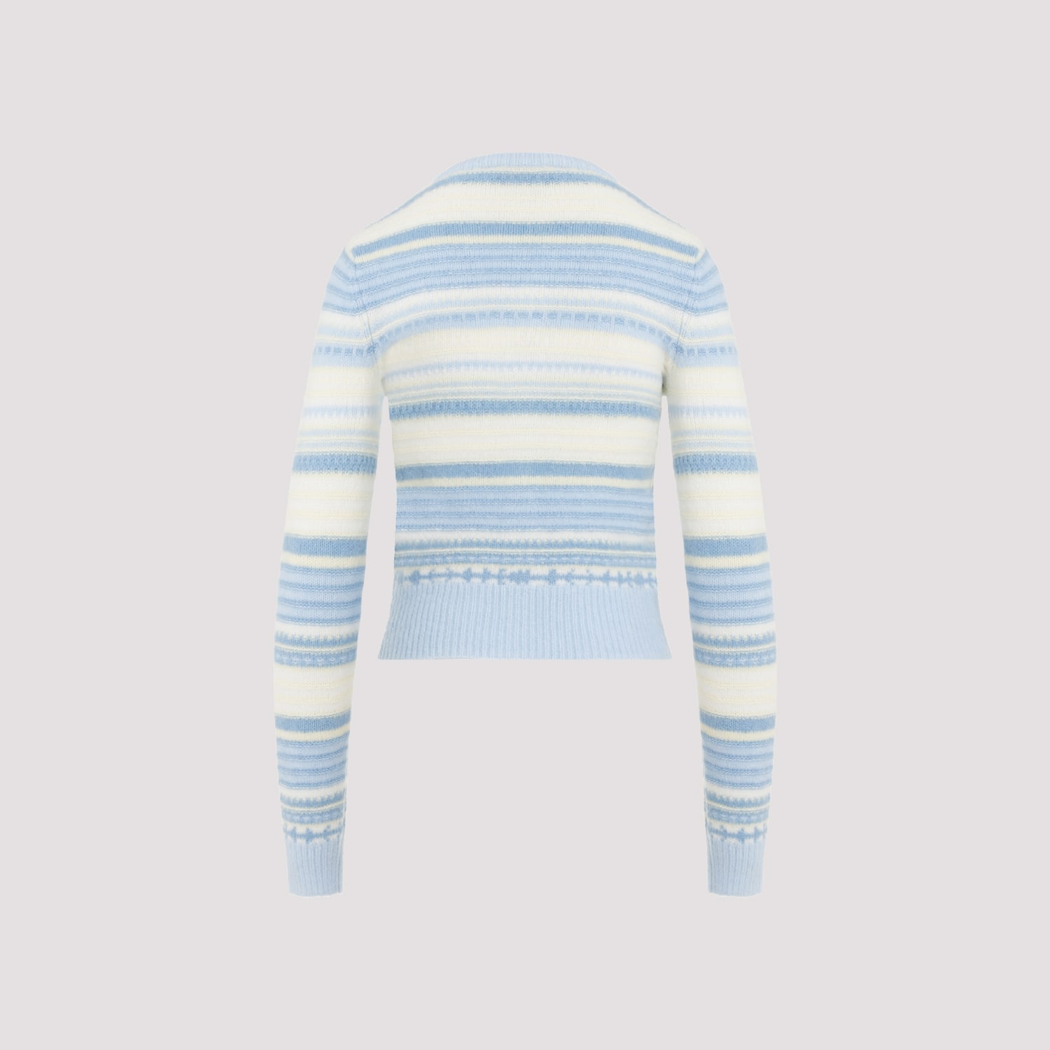 Shop Ganni Stripe Soft Wool Cardigan In Skyway