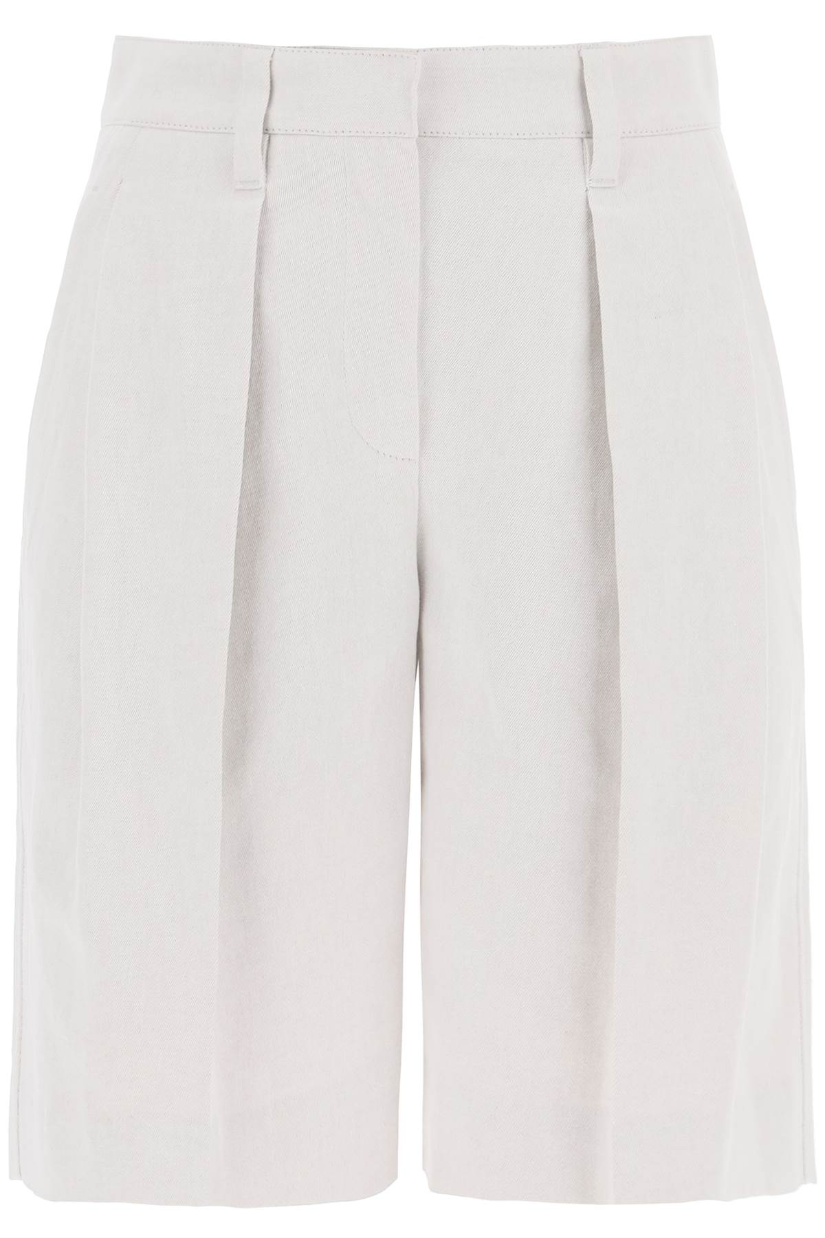 Shop Brunello Cucinelli Cotton-linen Shorts In White