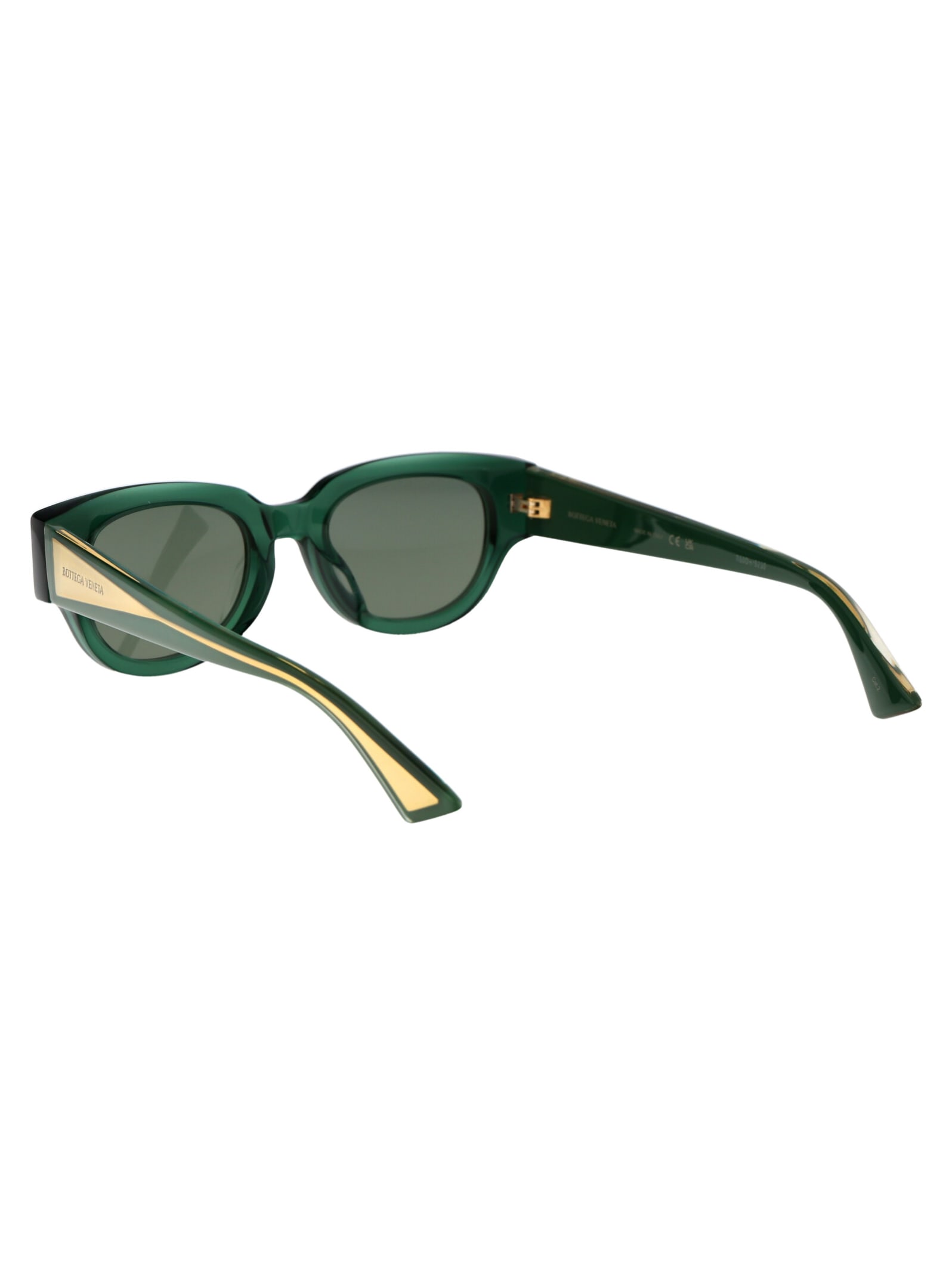 Shop Bottega Veneta Bv1278sa Sunglasses In 003 Green Crystal Green