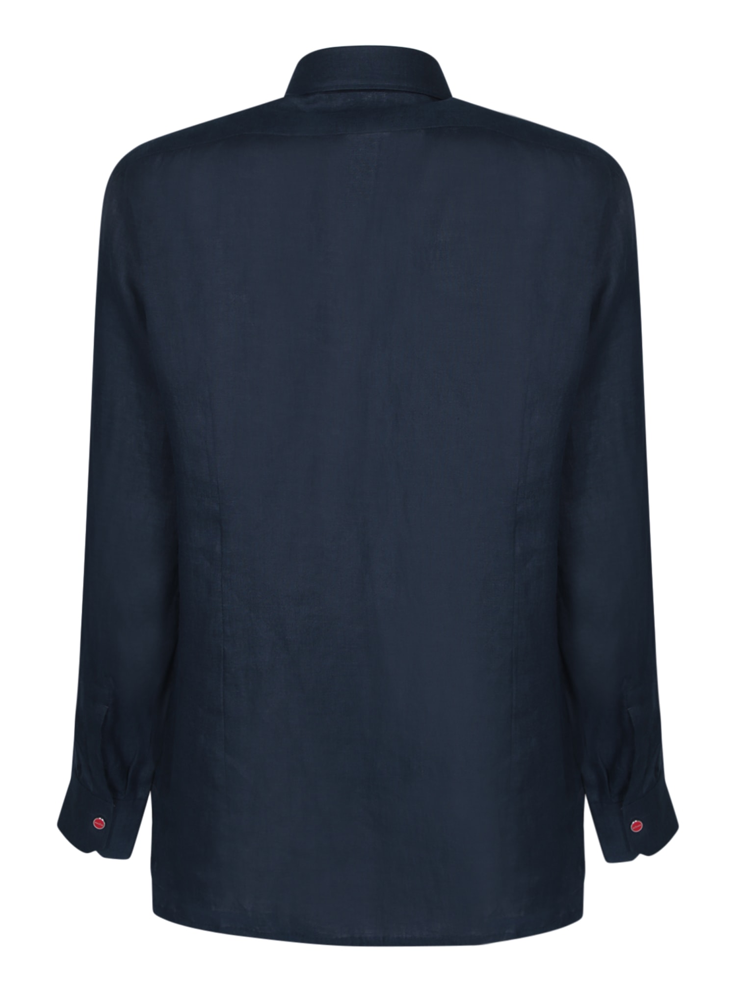 Shop Kiton Blue Linen Shirt