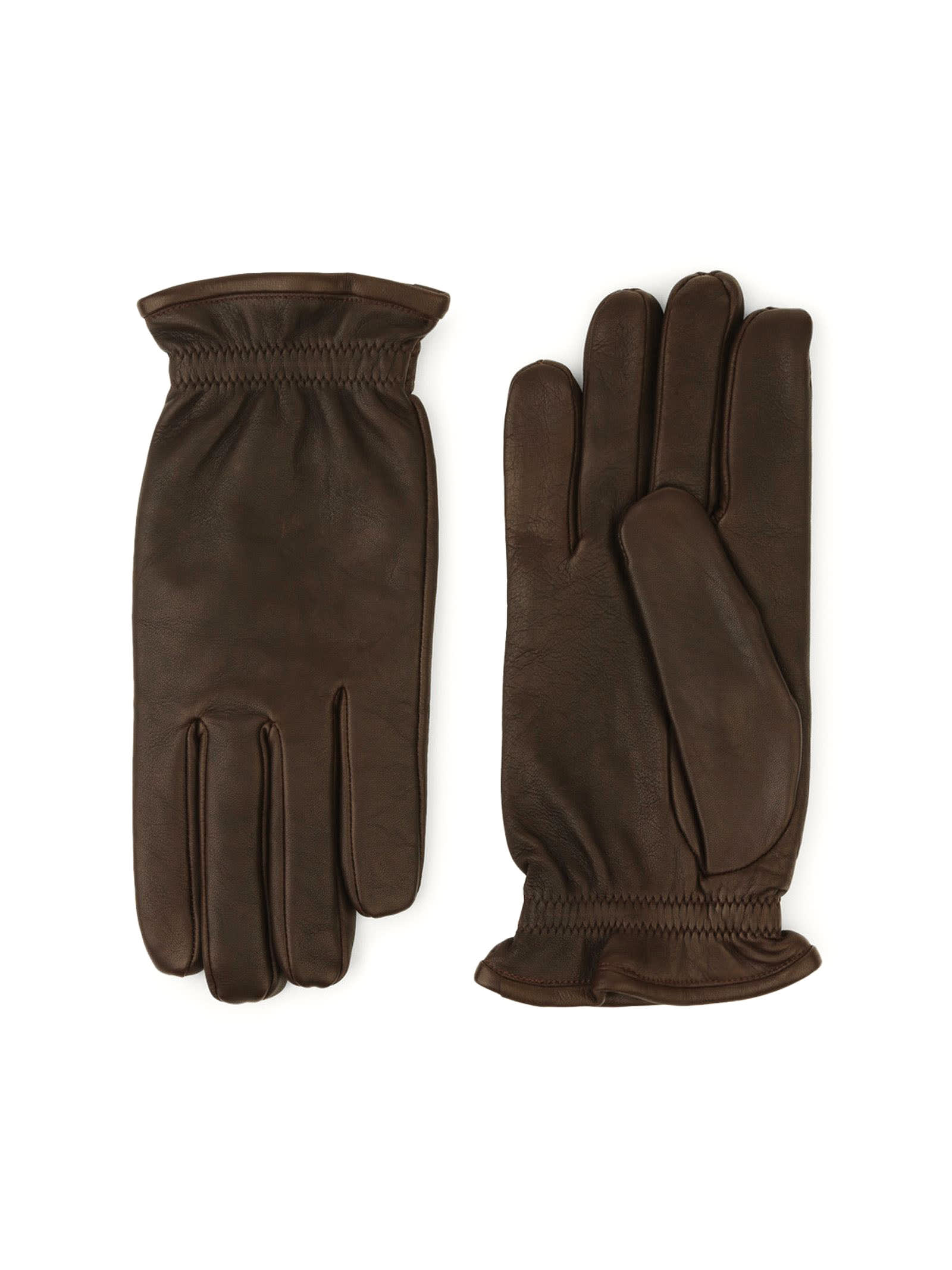 Orciani Brown Nappa Washed Leather Gloves
