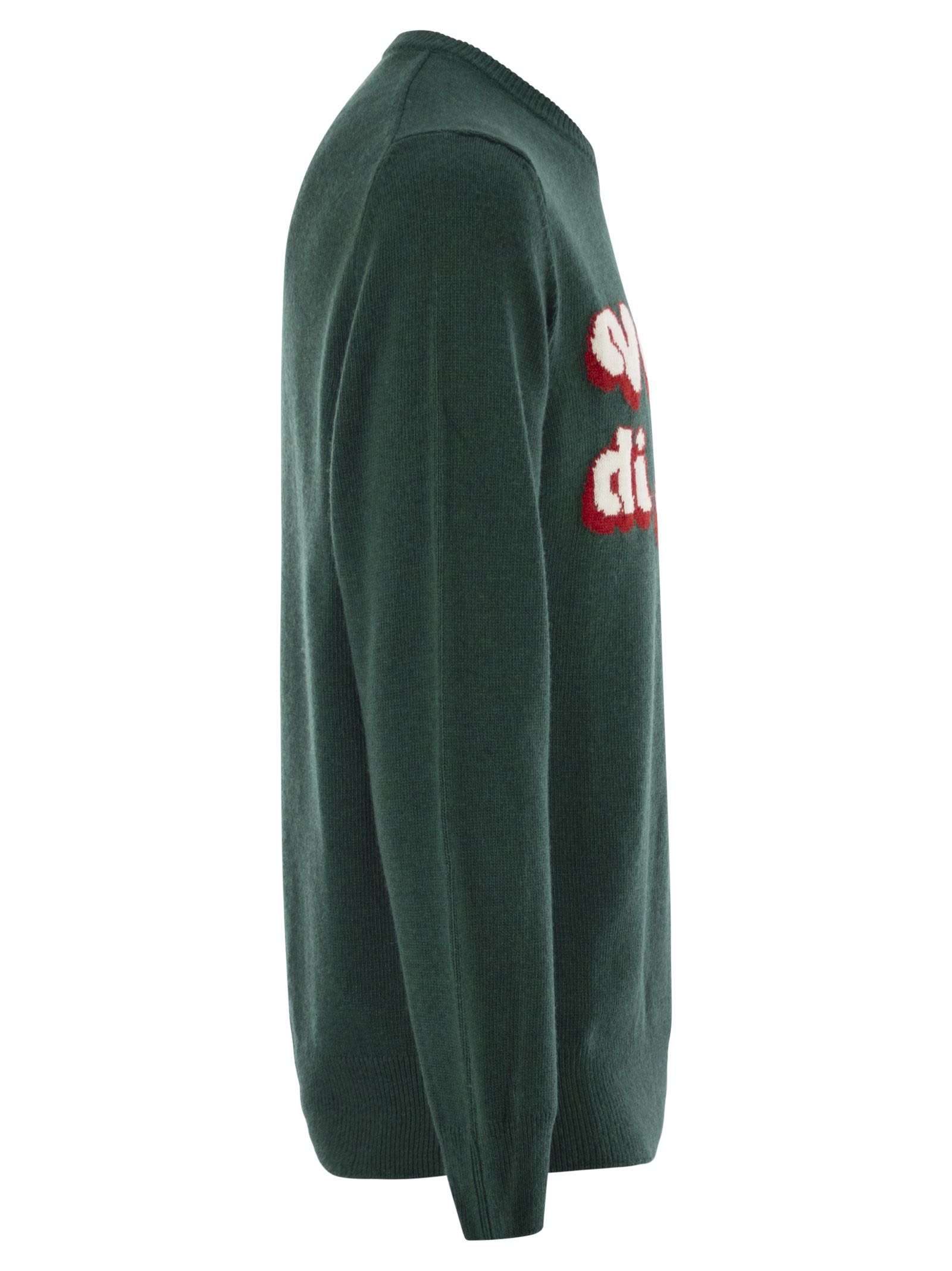 Mc2 Saint Barth Heron - Crew Neck Sweater With Embroidery On The Front In Green