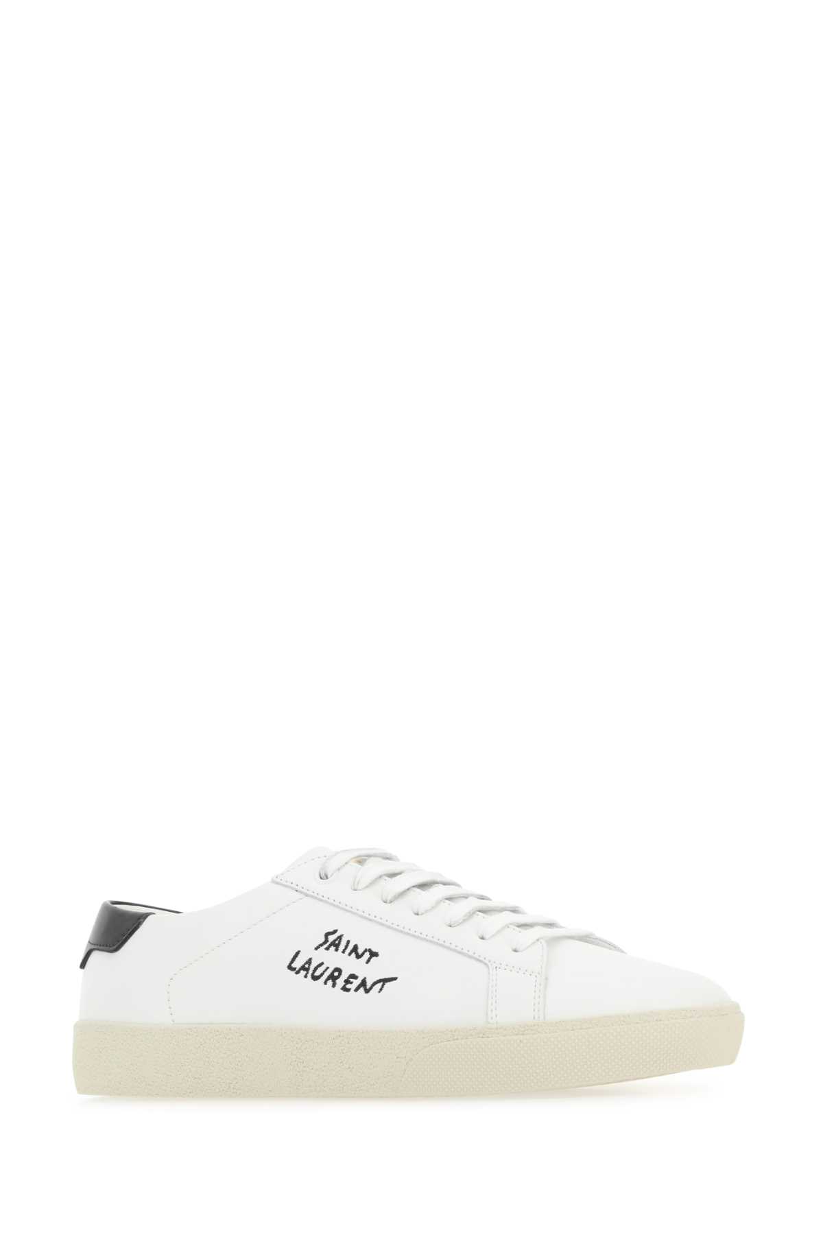 Shop Saint Laurent White Leather Court Classic Sl/06 Sneakers In 9061