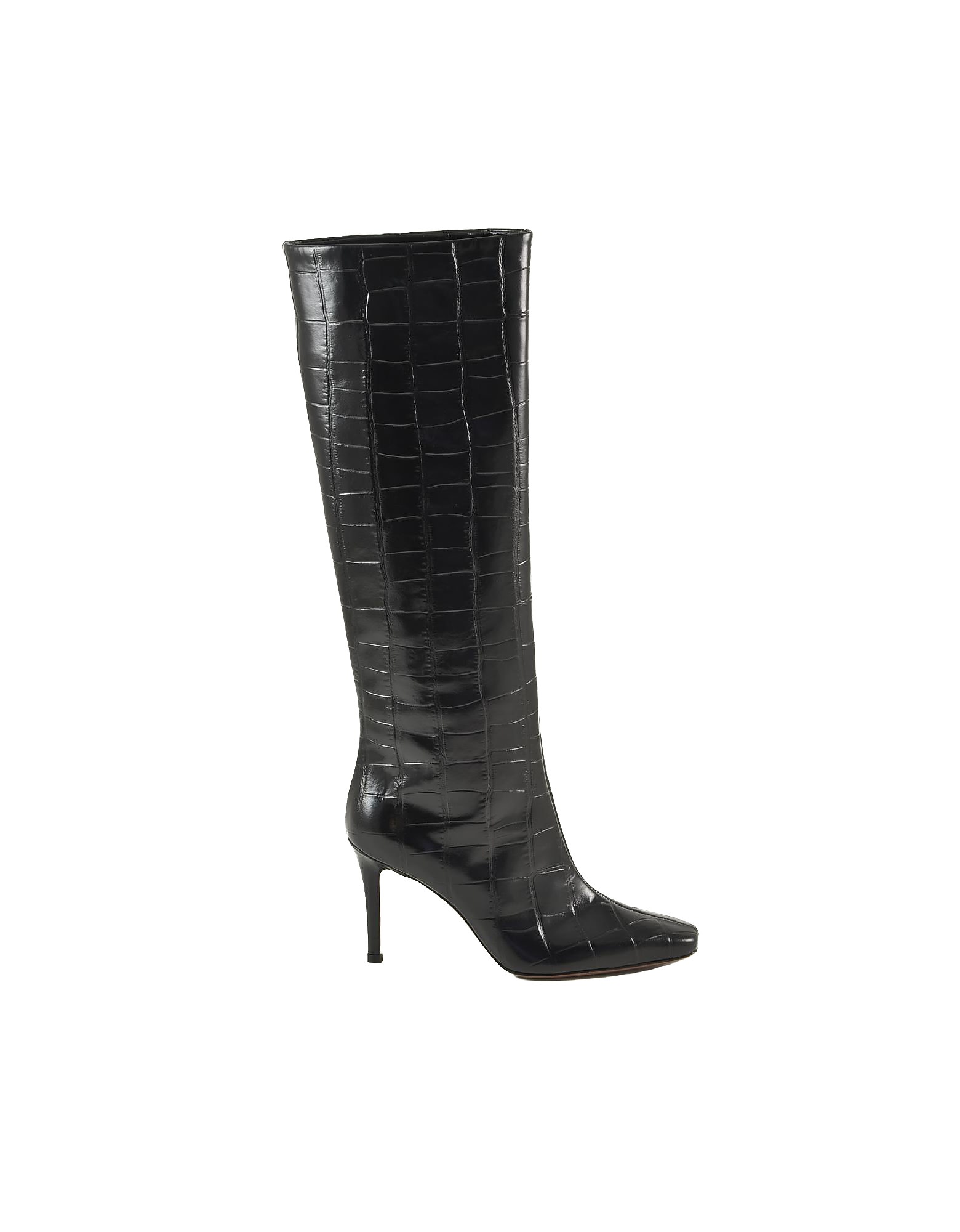 Lautre Chose Black Croco Embossed Leather Boots