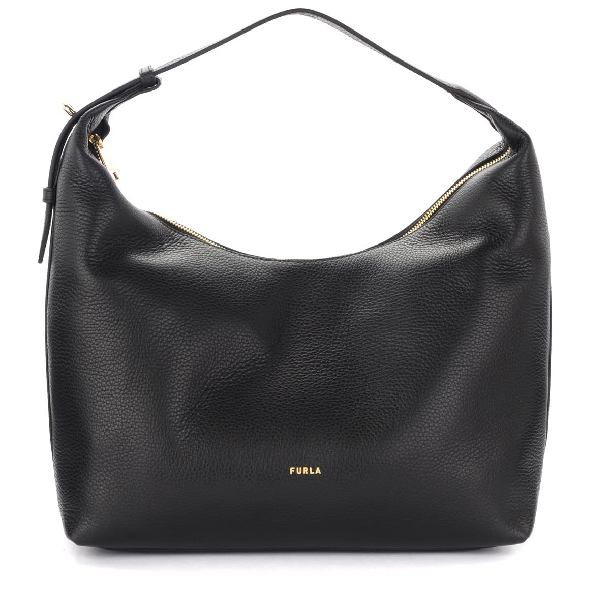 Furla Net M Shoulder Bag In Black Leather