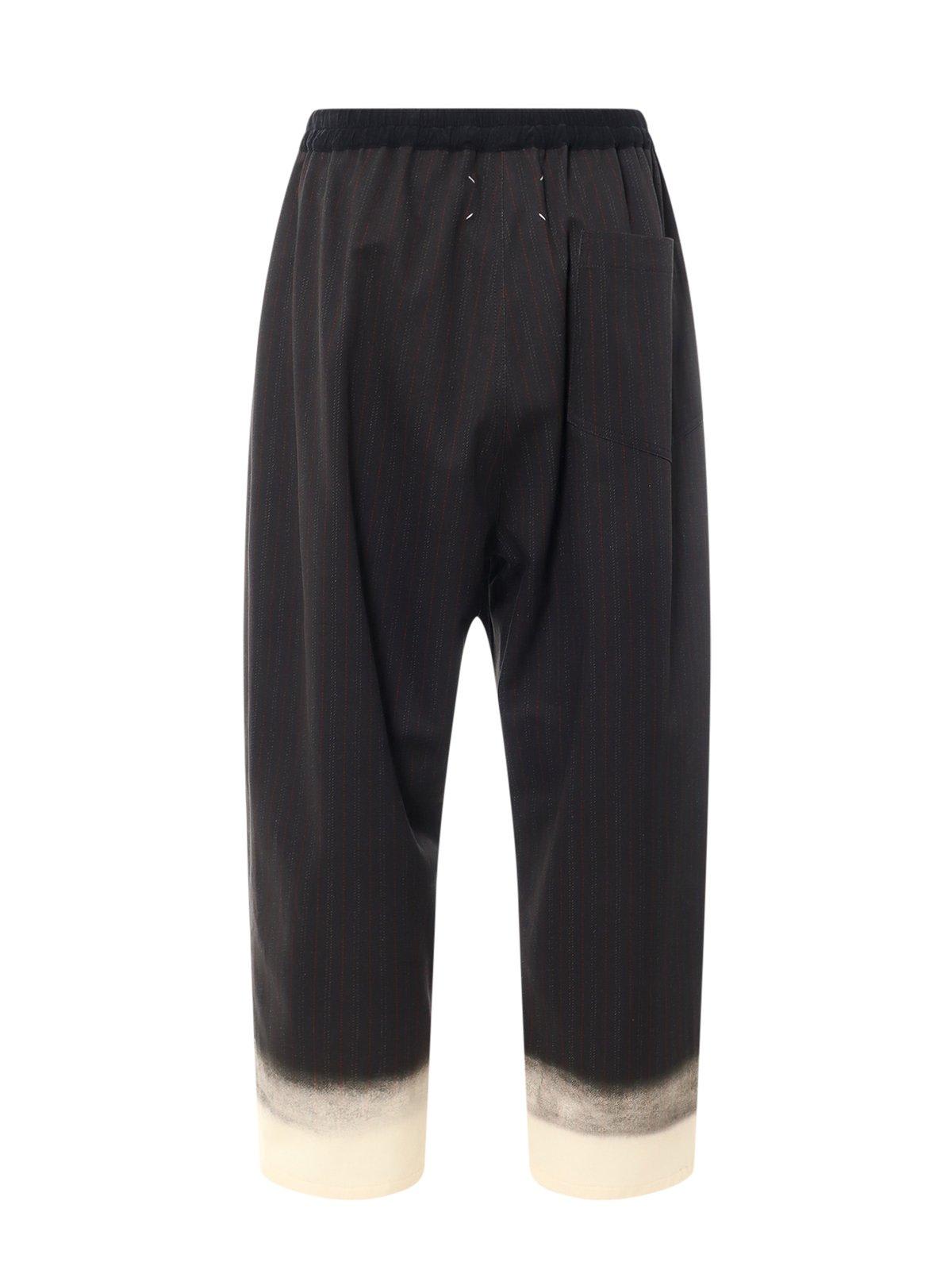 Shop Maison Margiela Drawstring Stitch Detailed Trousers In Grey