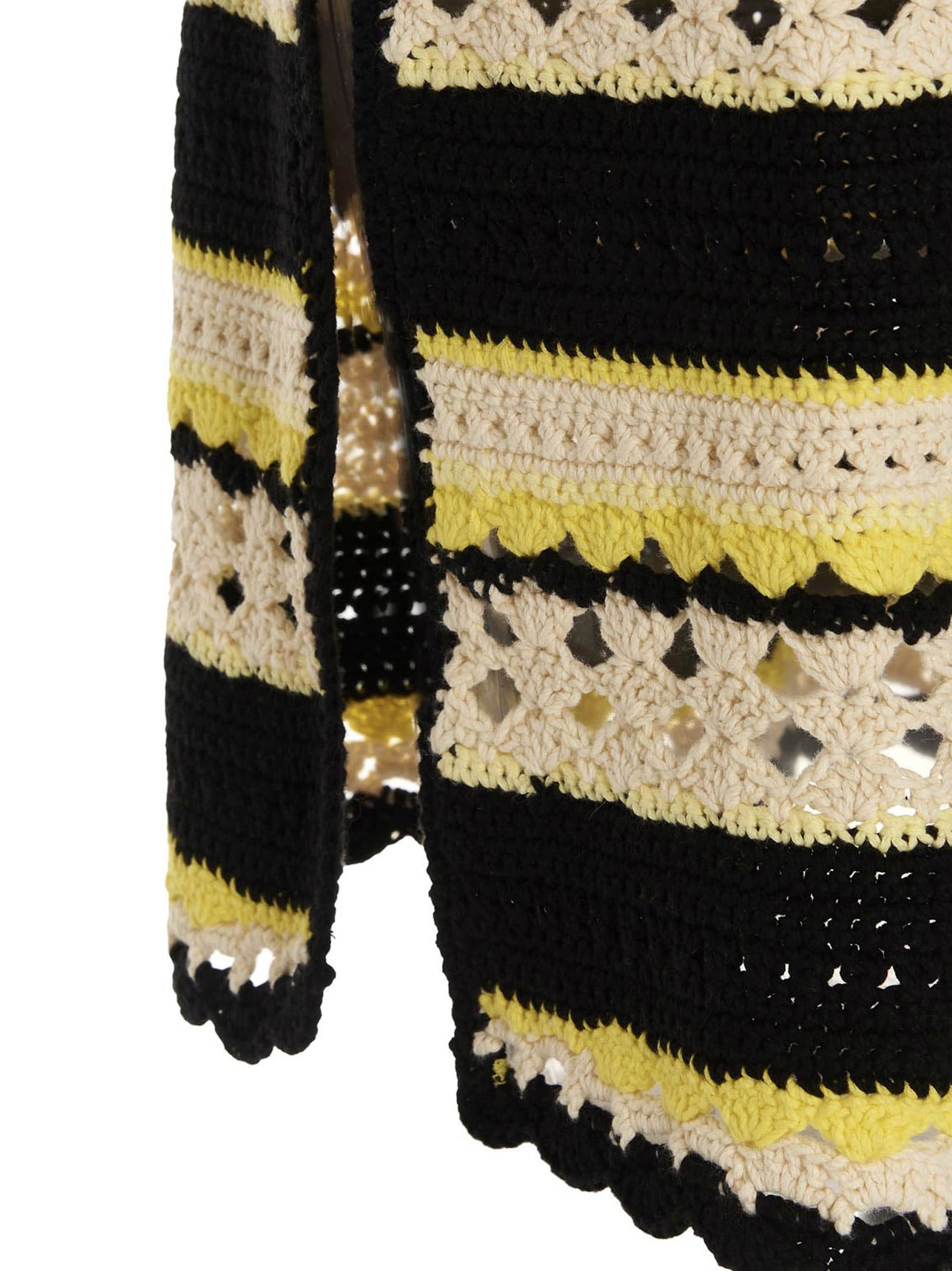 Shop Ganni Crochet Dress Embroidery Logo In Multicolor