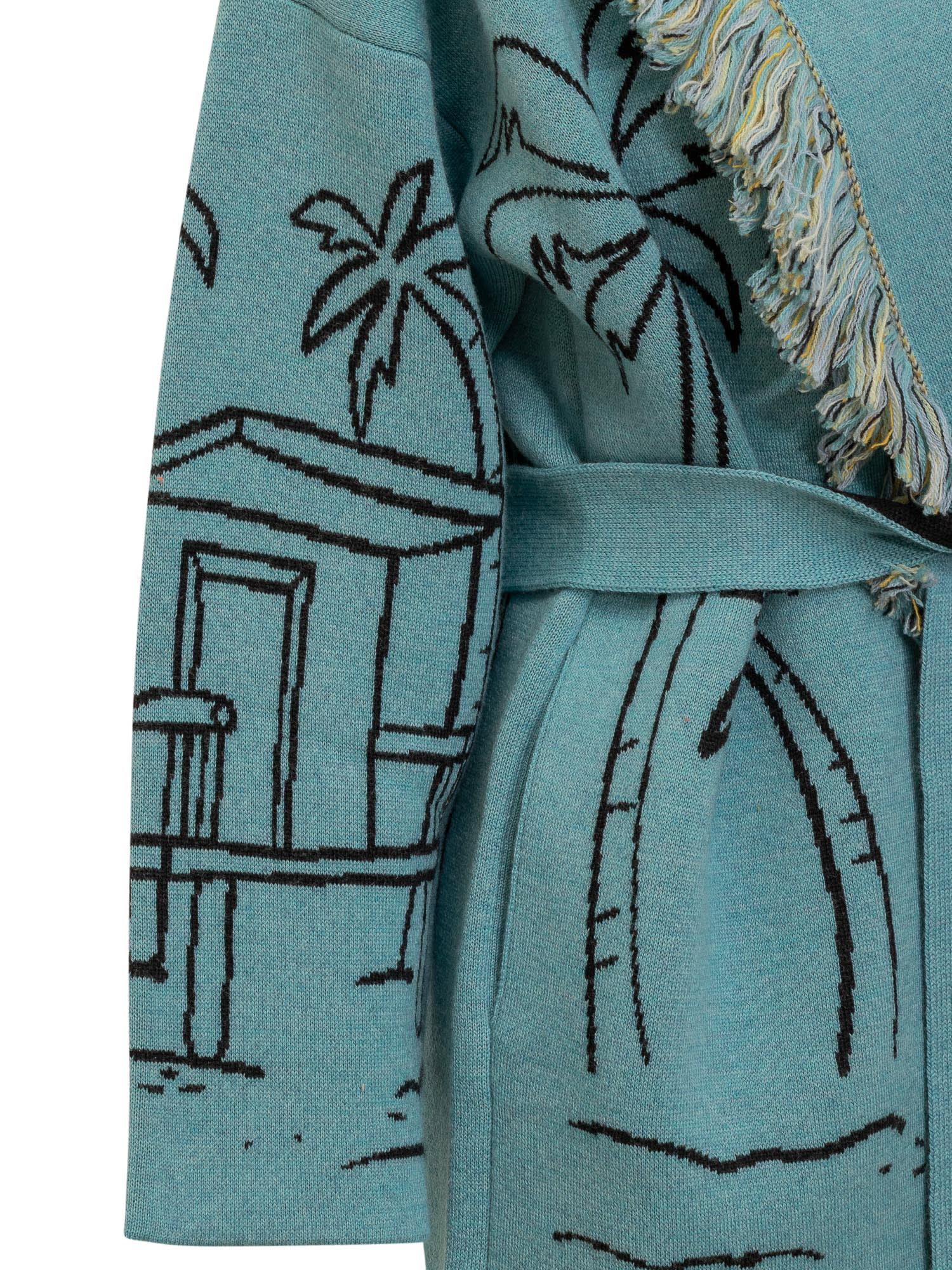 Shop Alanui Tweety Perfect Waves Cardigan In Turquoise
