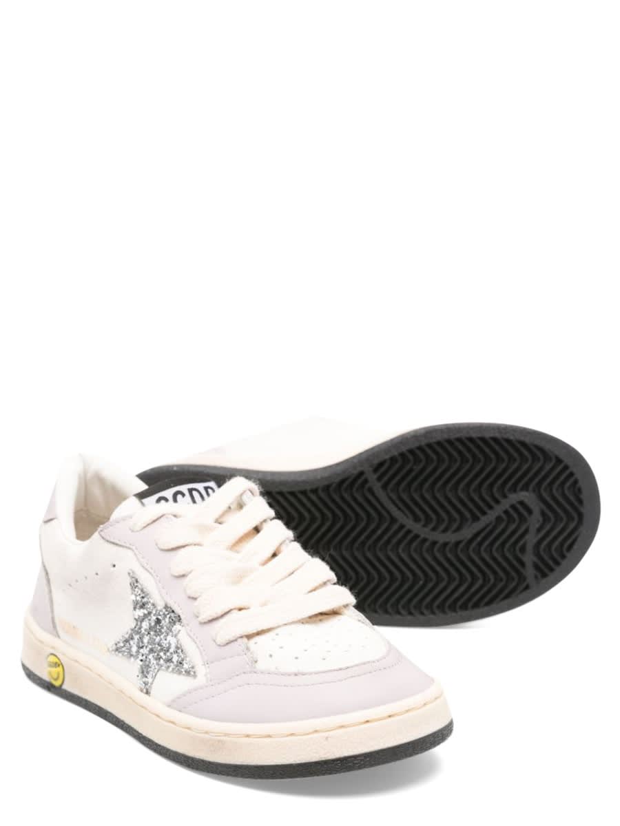Golden Goose 'ball Star' Leather Sneakers Kids In White