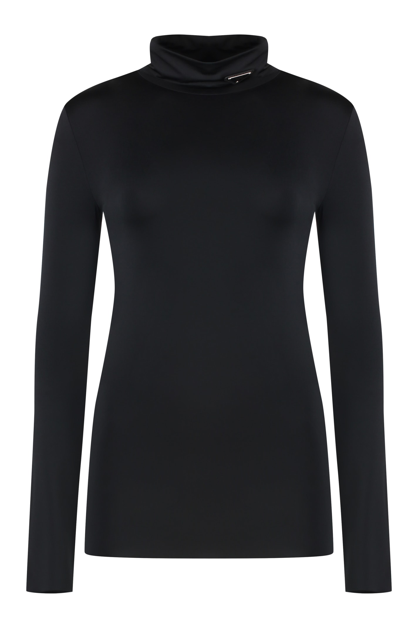 Shop Prada Jersey Top In Black