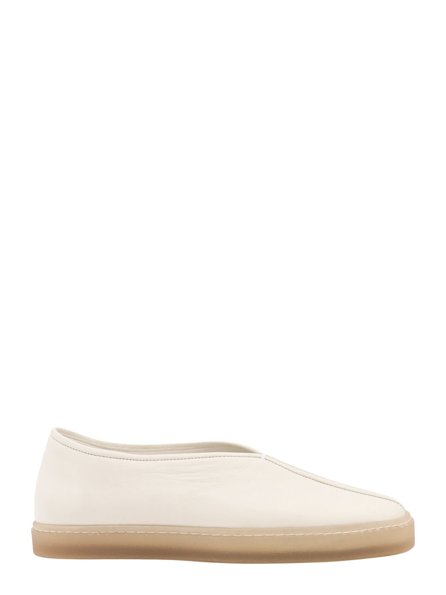 Shop Lemaire Piped Sneakers In White