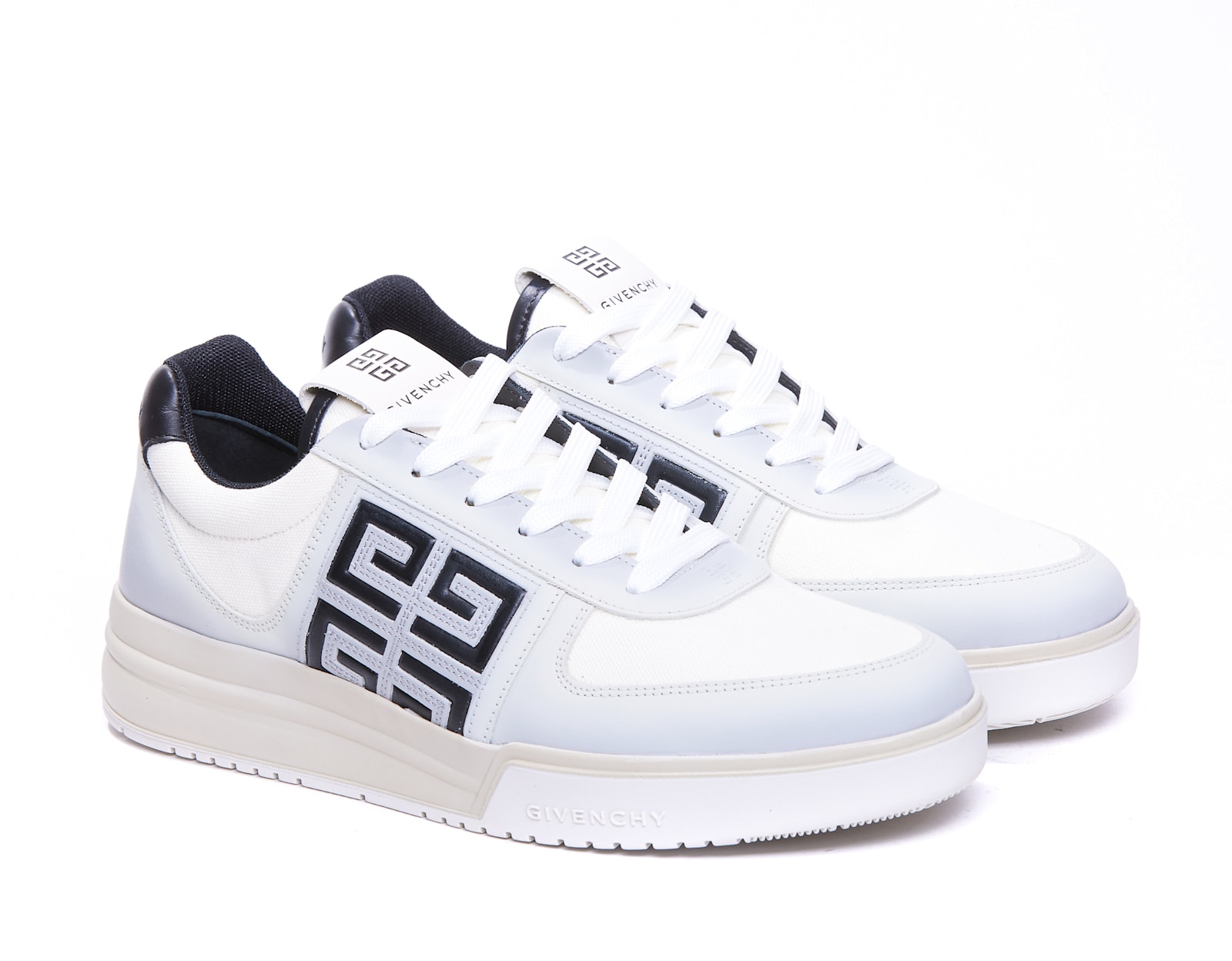 Shop Givenchy G4 Leather And Fabric Sneakers In White