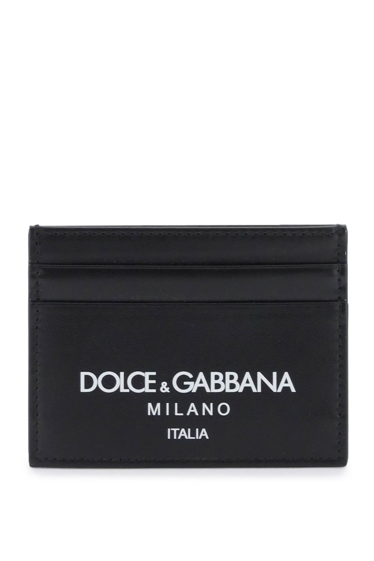 Dolce & Gabbana Logo Leather Cardholder In Dg Milano Italia (black)