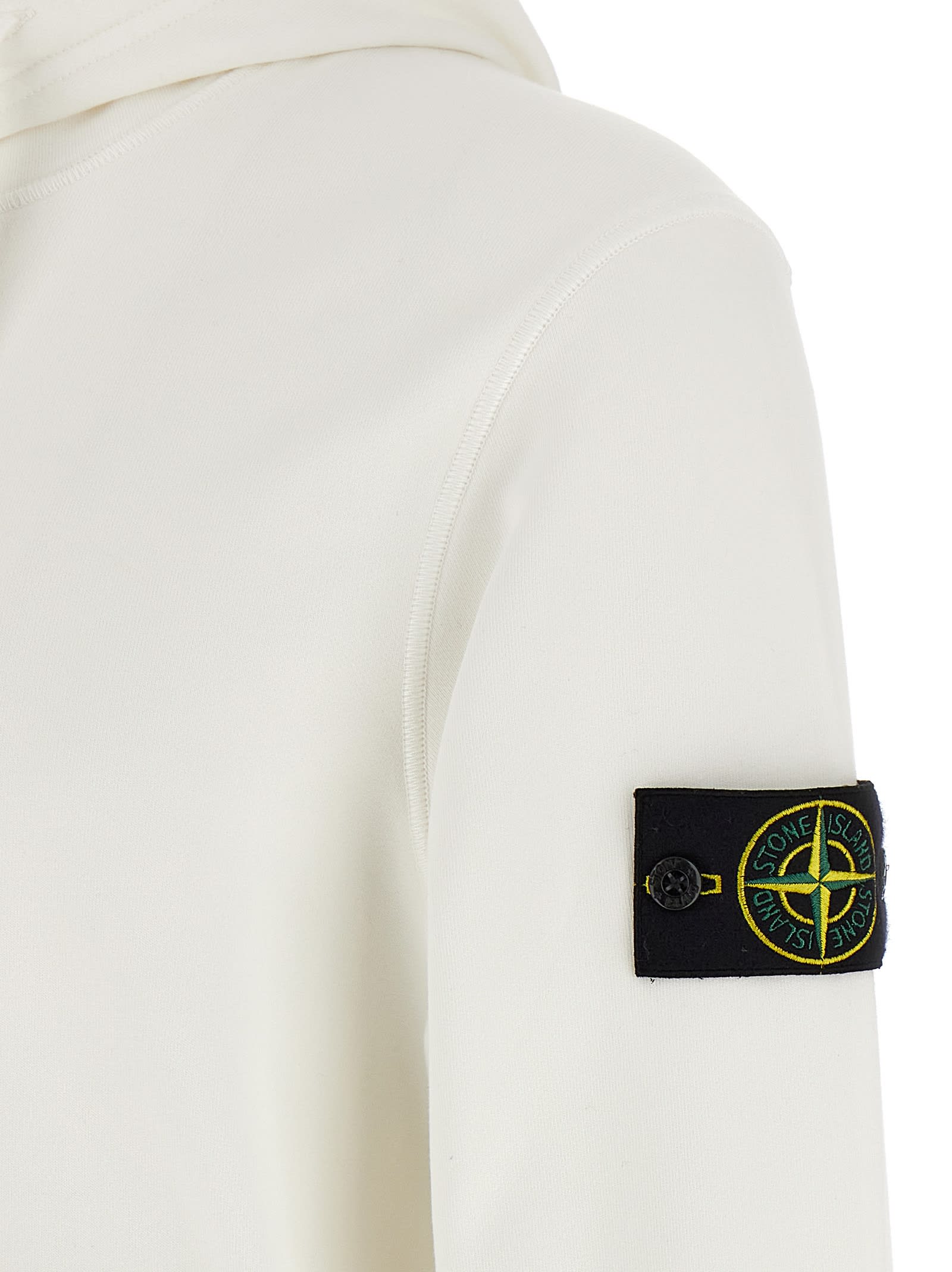 Stone Island Organic Cotton Hoodie In Bianco
