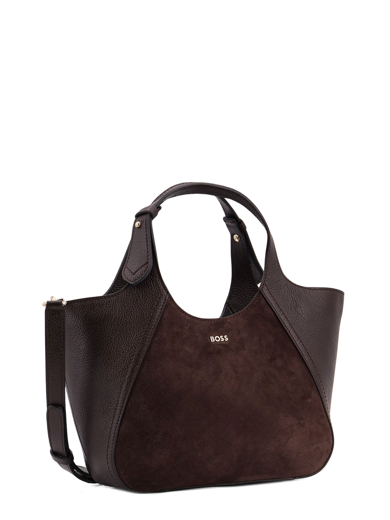 Hugo Boss Suede And Leather Shoulder Bag In Purple