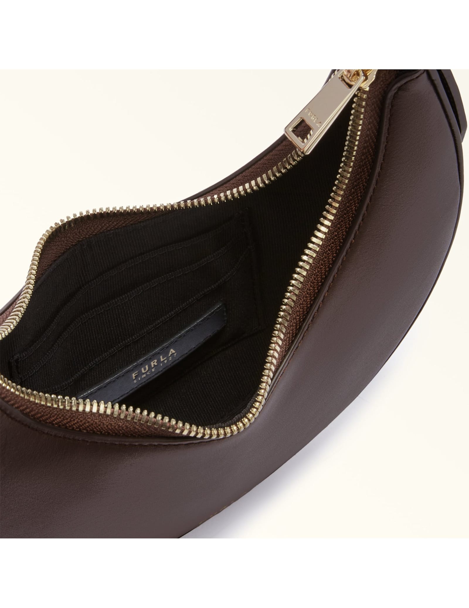 Furla Delizia Mini Hobo Bag In Chocolate Color Leather In Burgundy