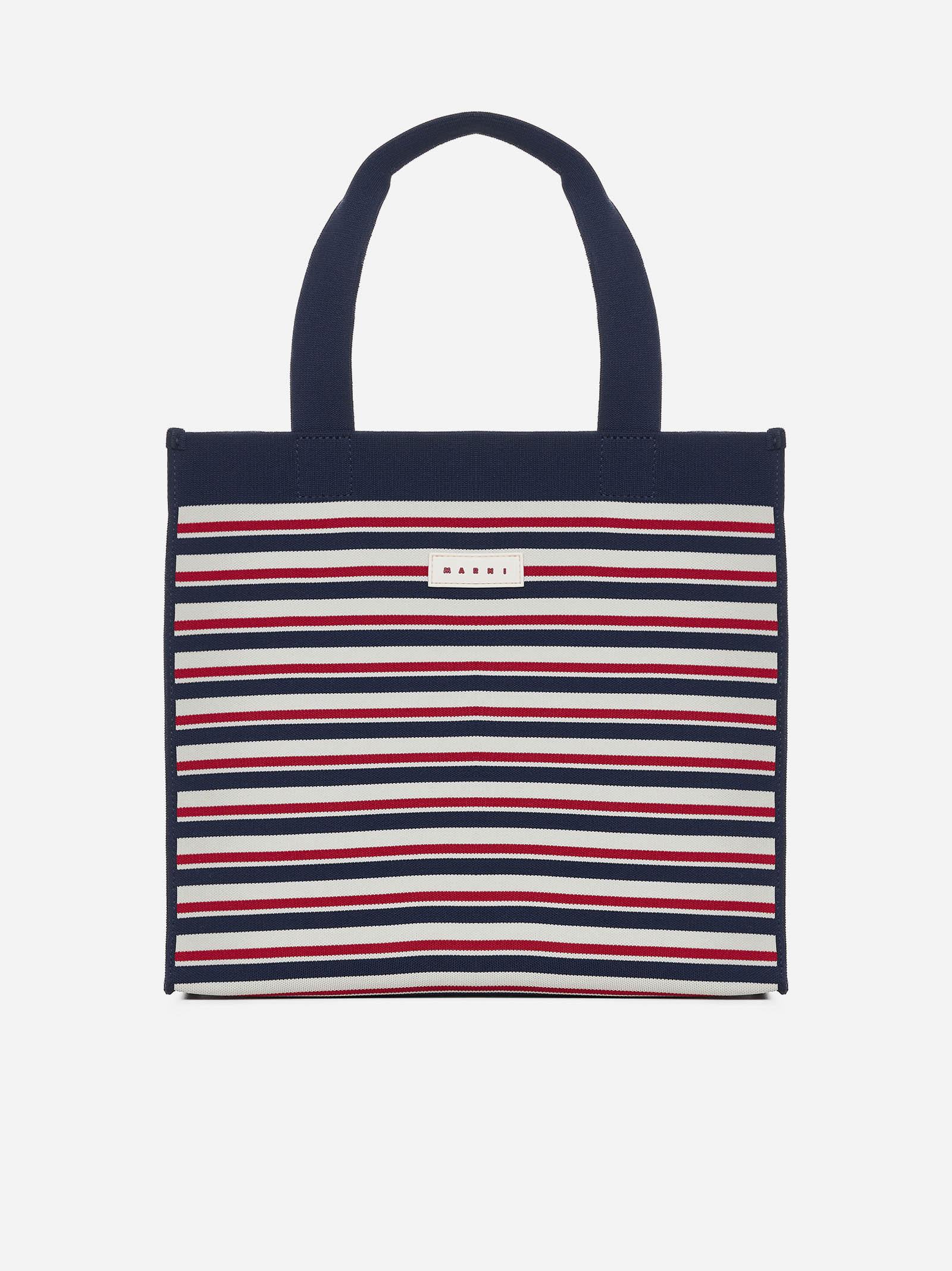 Striped Canvas Medium Shopping Bag