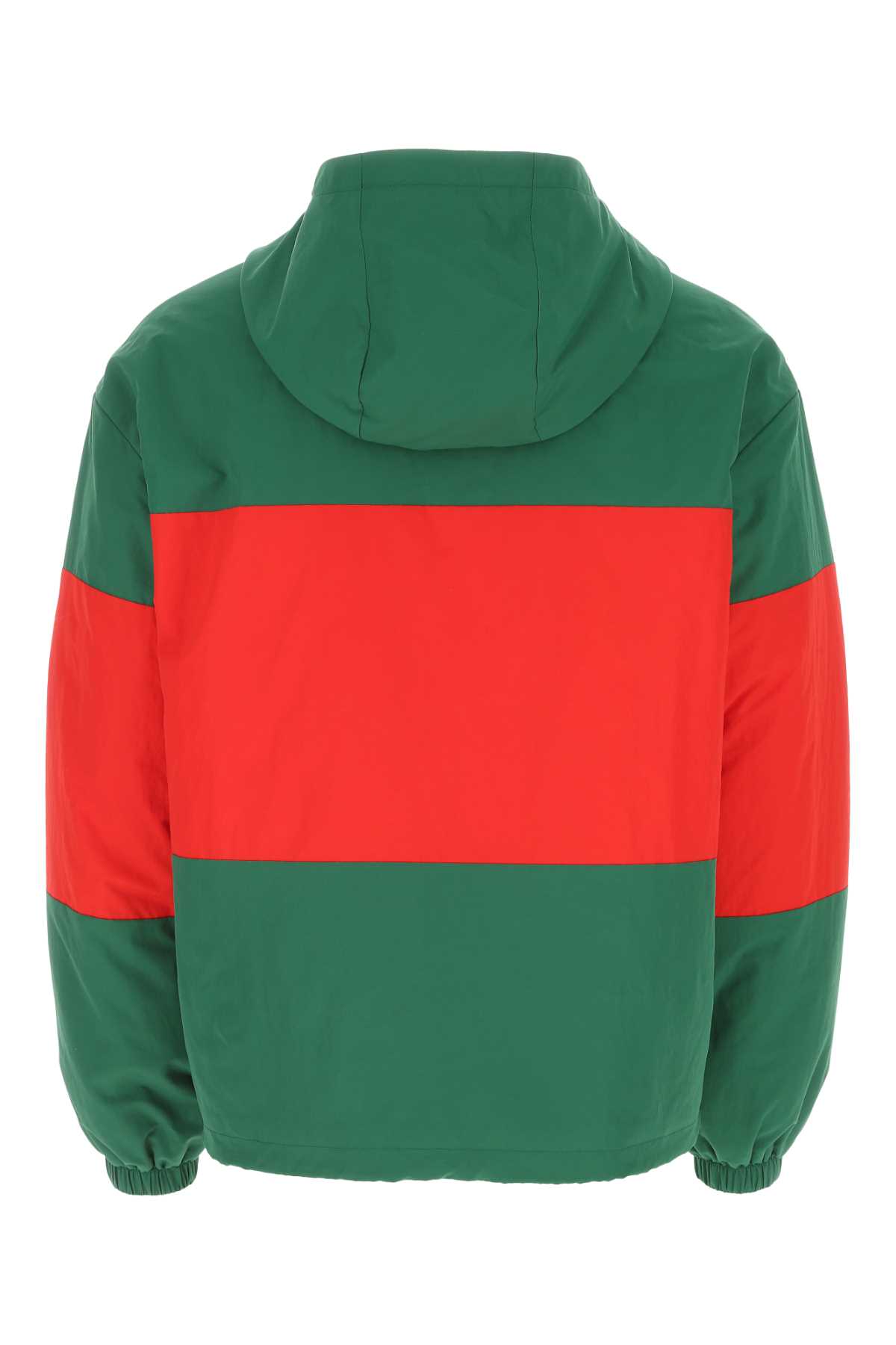 Shop Gucci Two-tone Nylon Oversize Jacket In Green