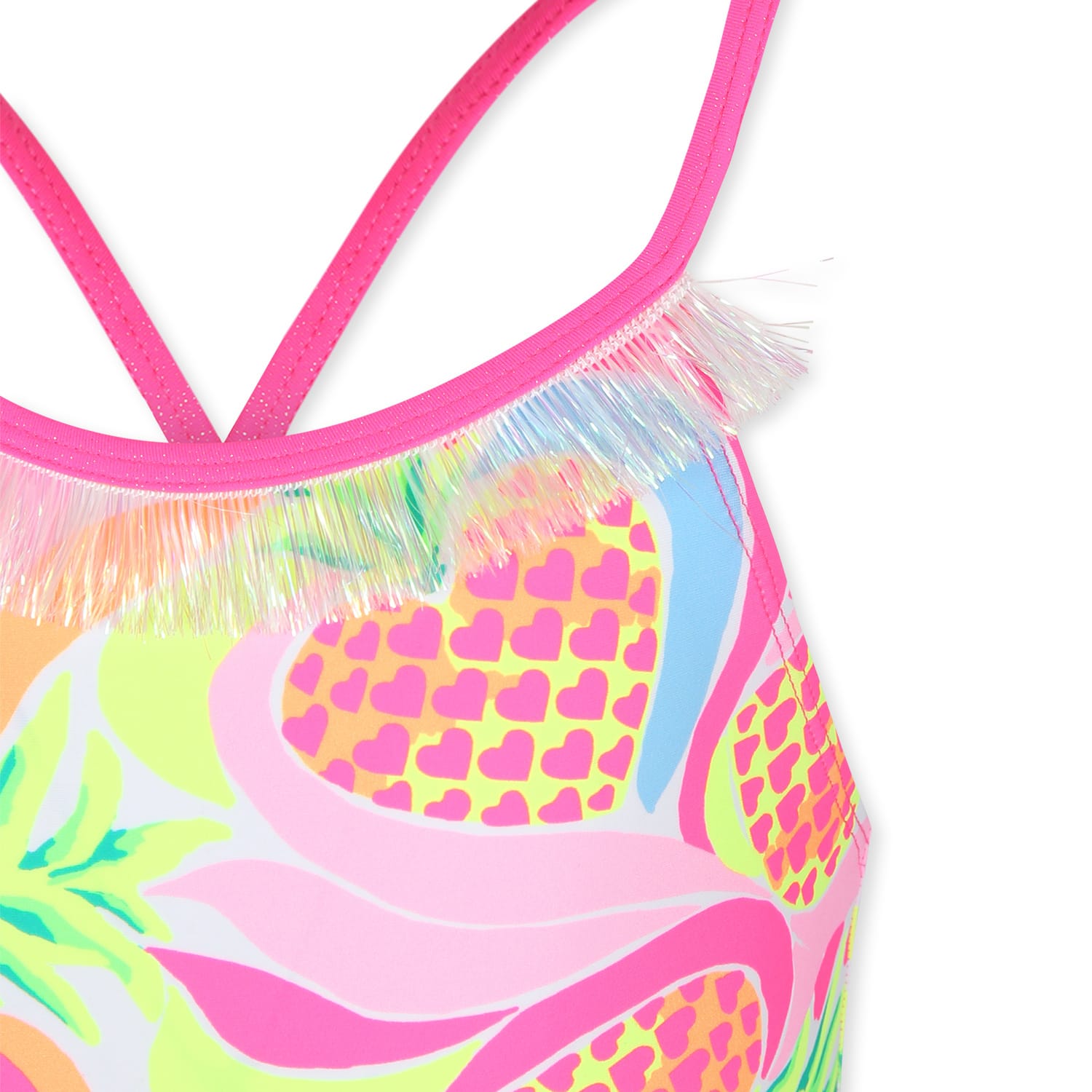 Billieblush Pink Swimsuit For Girl With Pineapple Print In Multicolor