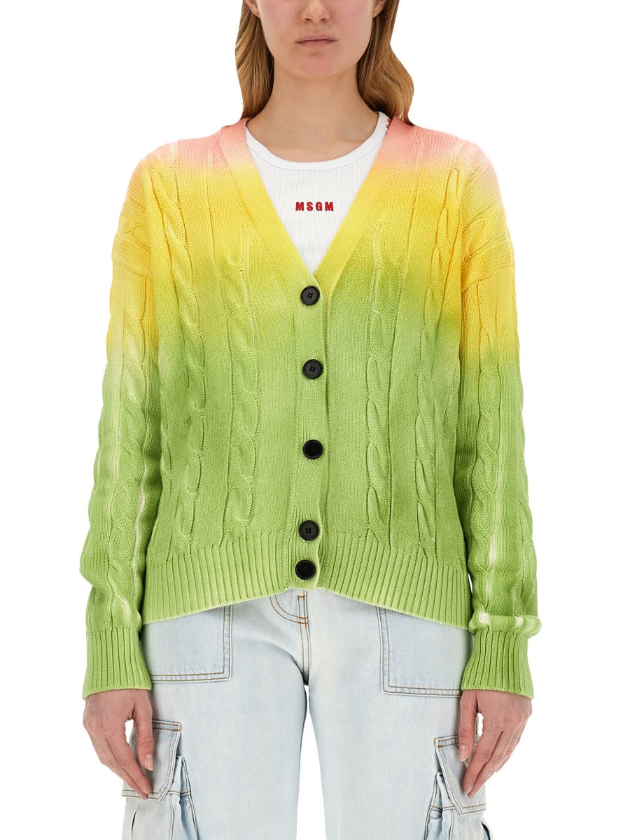 Shop Msgm Degrade Cardigan In Multicolour