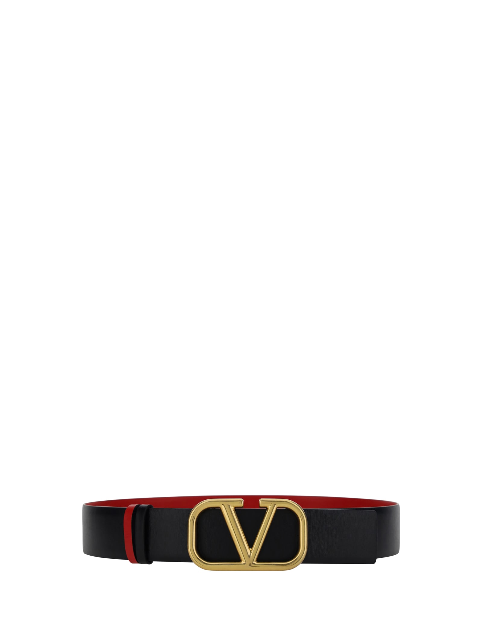 Shop Valentino Garavani Reversible Vlogo Belt In Nero-rouge Pur