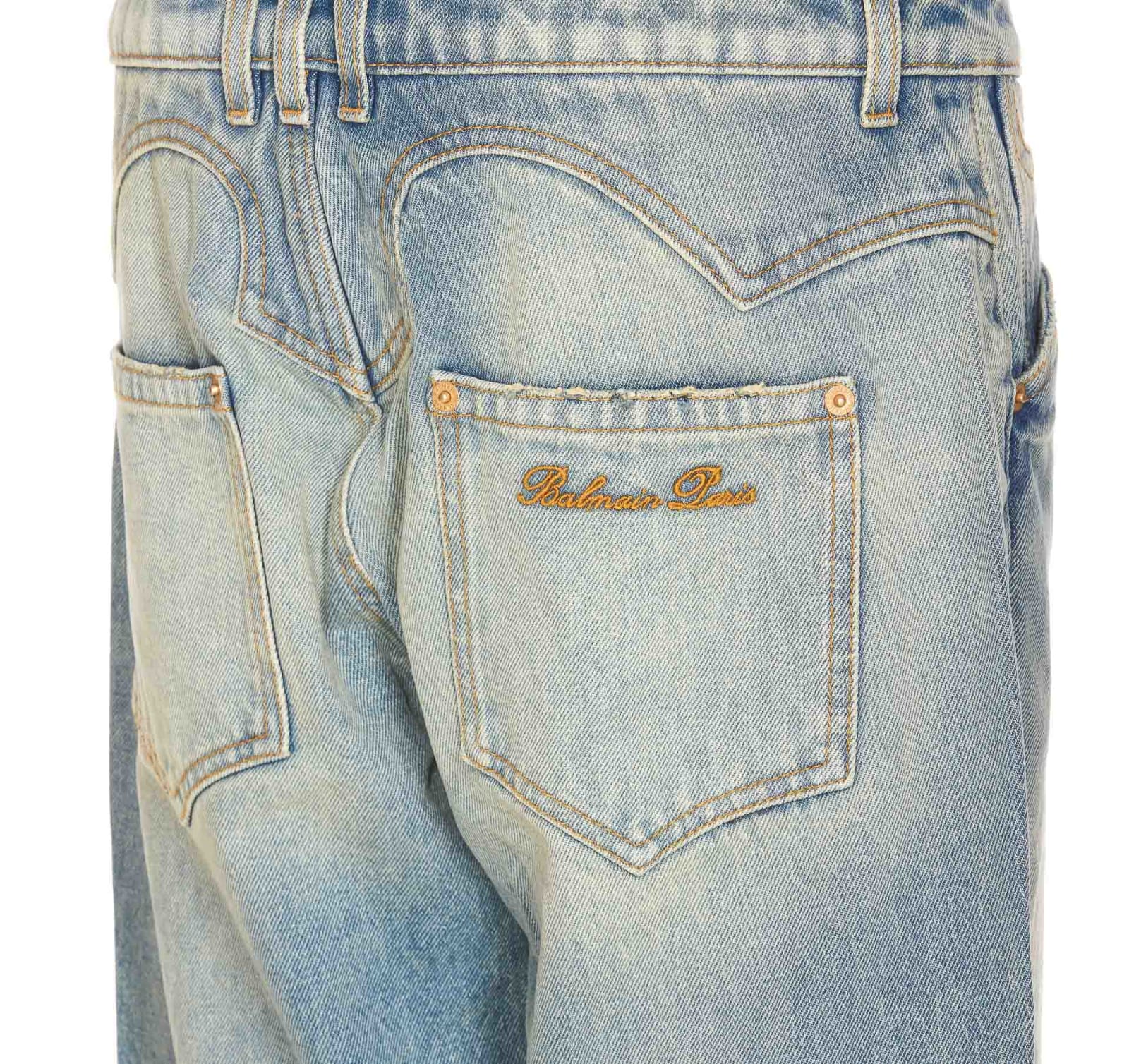 Shop Balmain Bootcut Western Denim Jeans In Blue