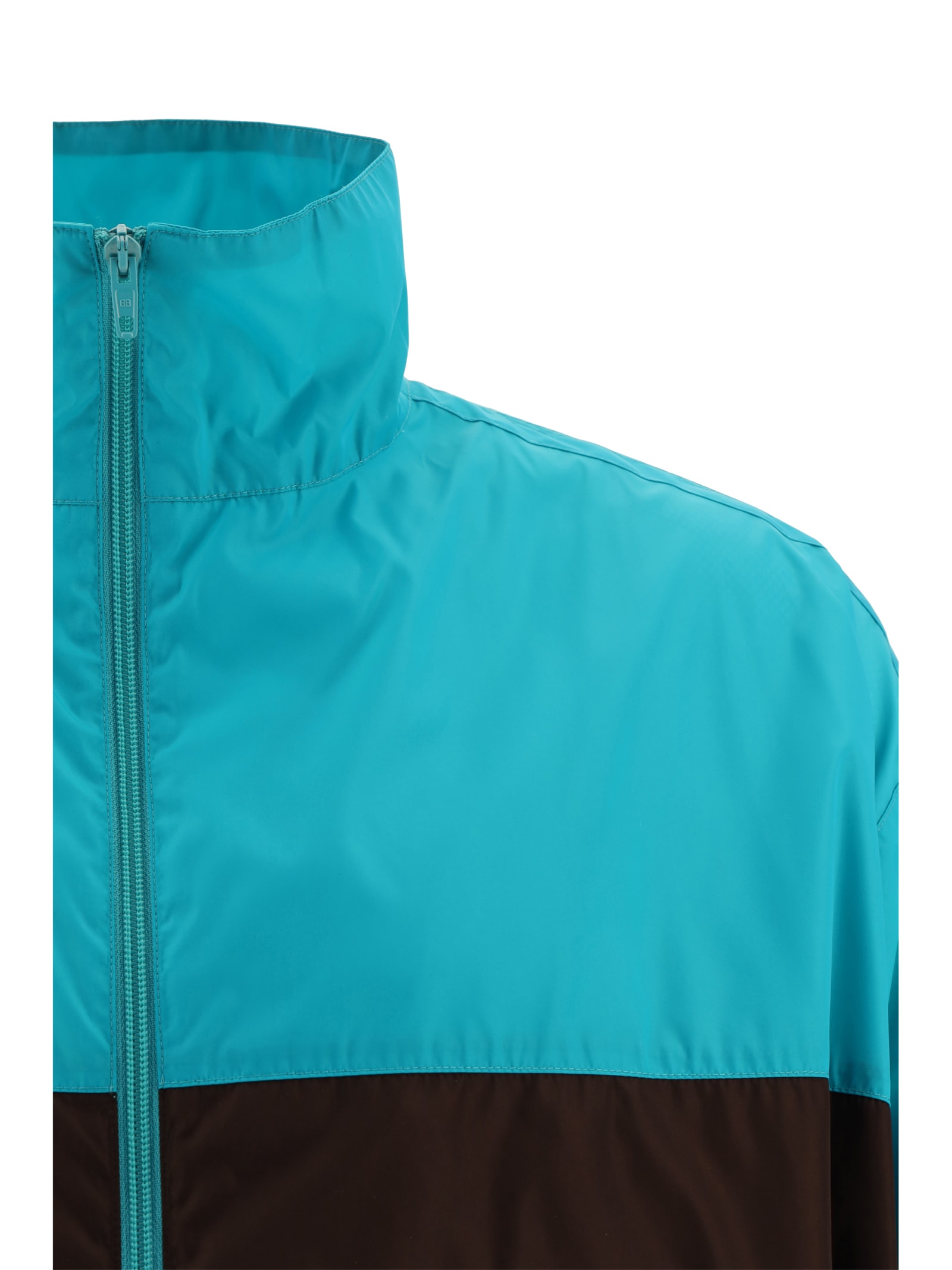 Balenciaga Windbreaker Logo Jacket In Blue