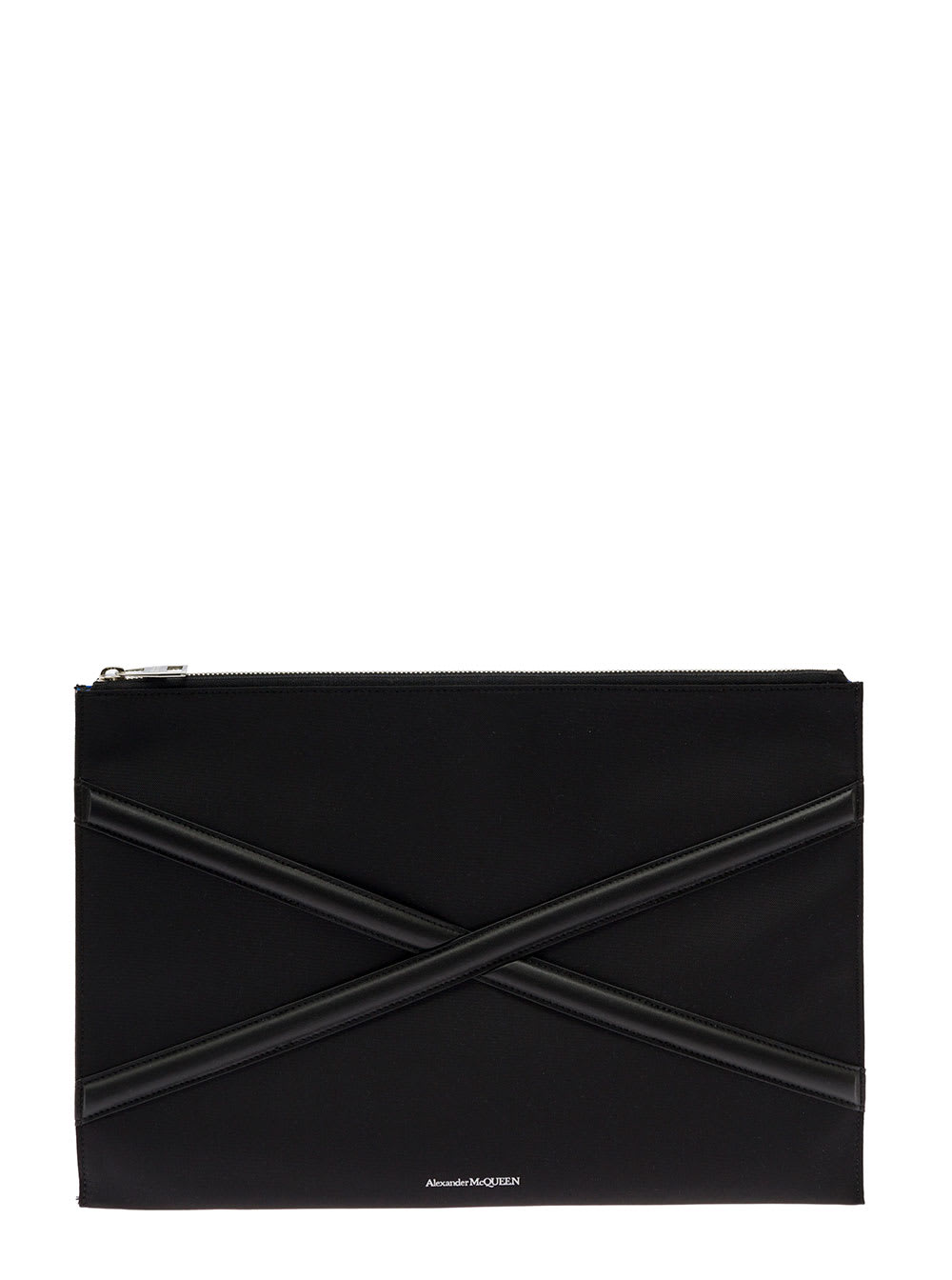 Black Pouch With Harness Detail In Nylon Man Alexander Mcqueen