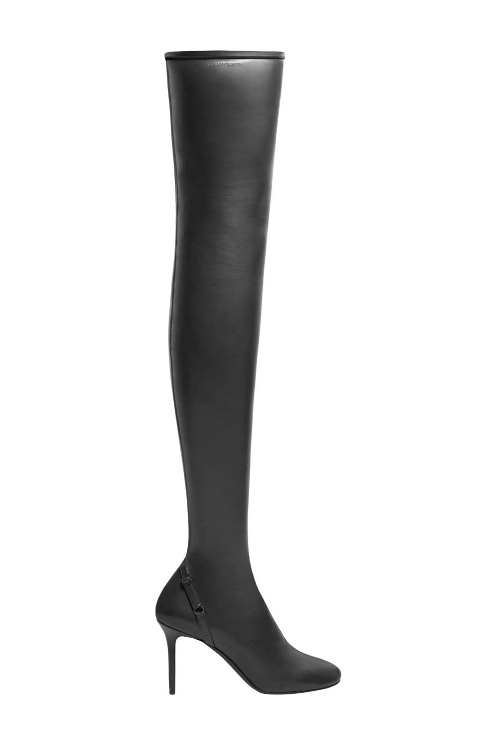 Shop Courrèges Thigh Boots Oblique In Black