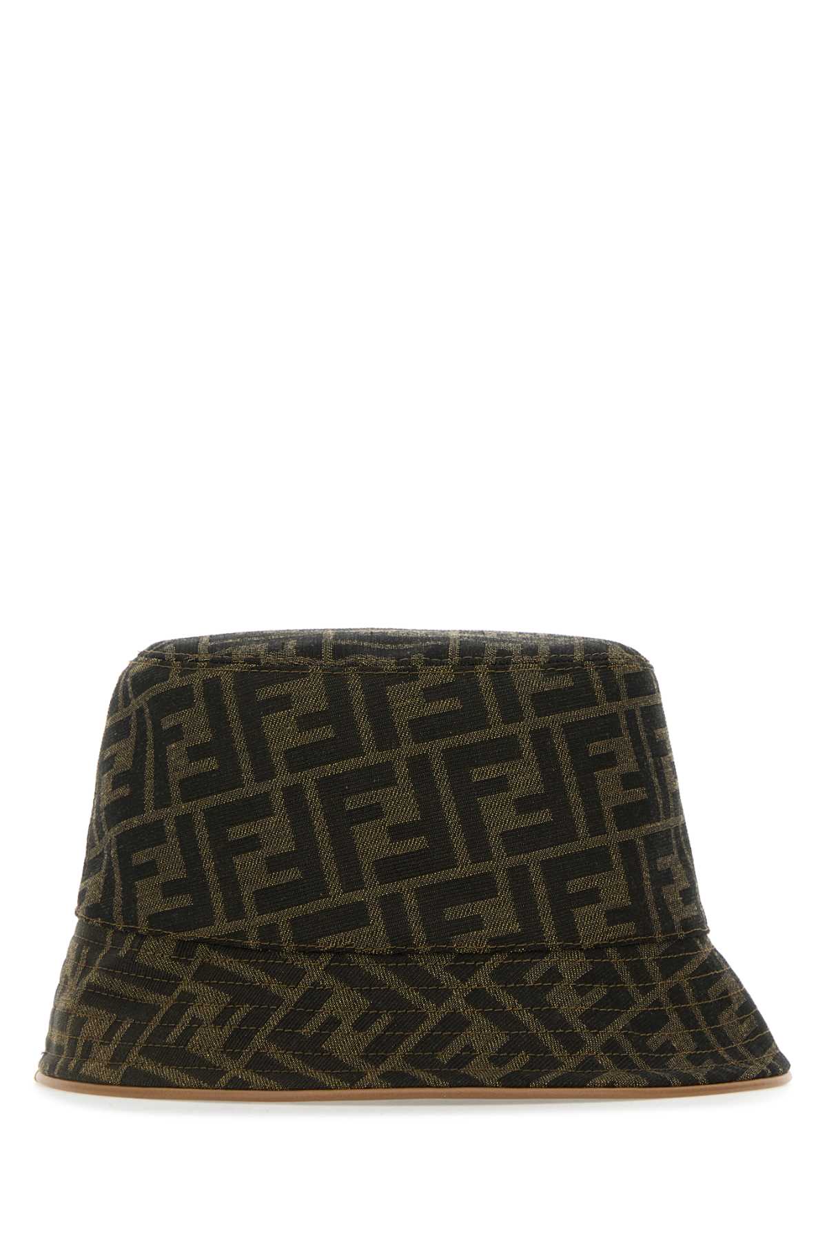 Fendi Embroidered Polyester Blend Bucket Hat In Brown