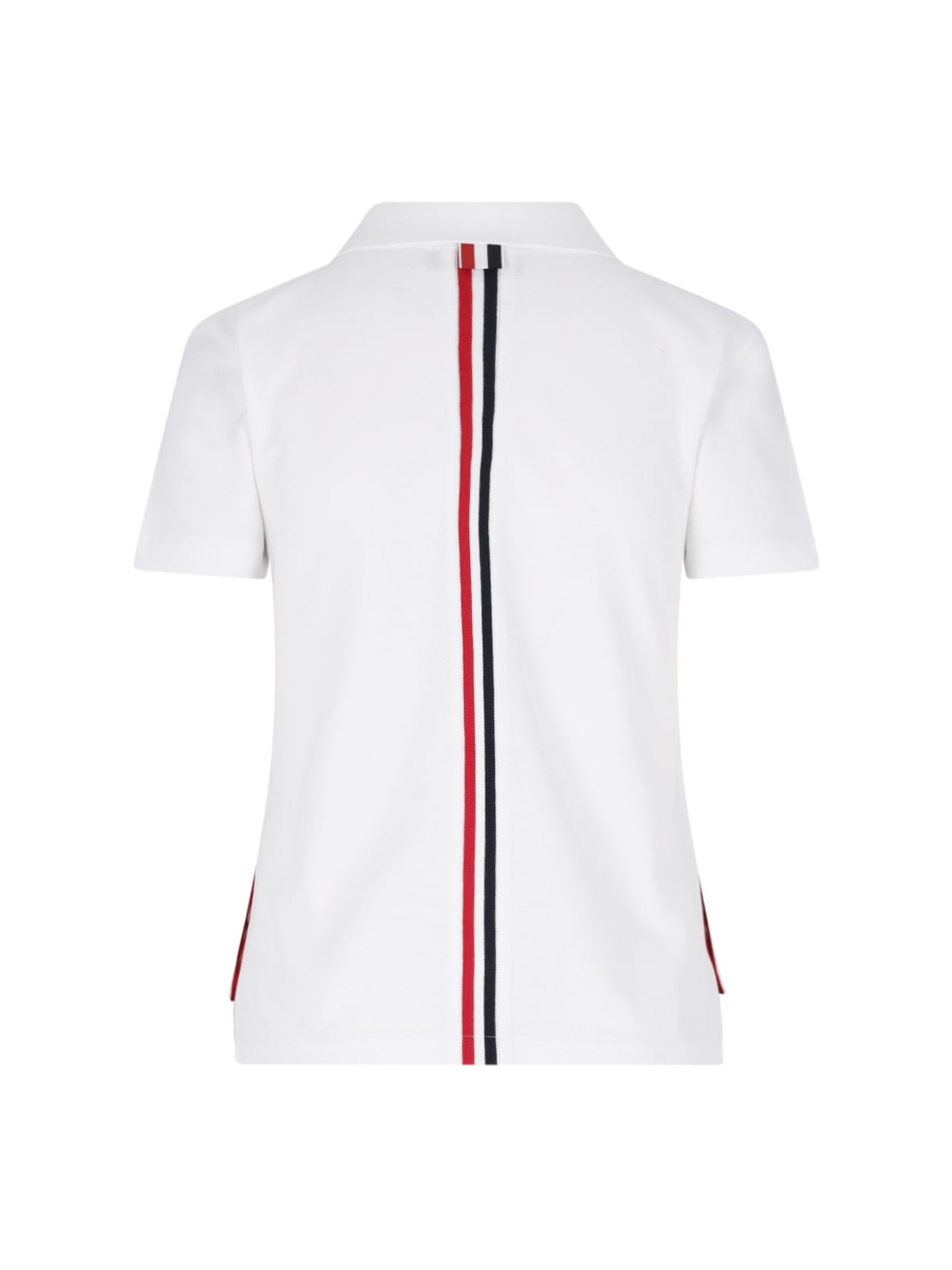 Shop Thom Browne Polo Shirt With Tricolor Detail On The Back In White