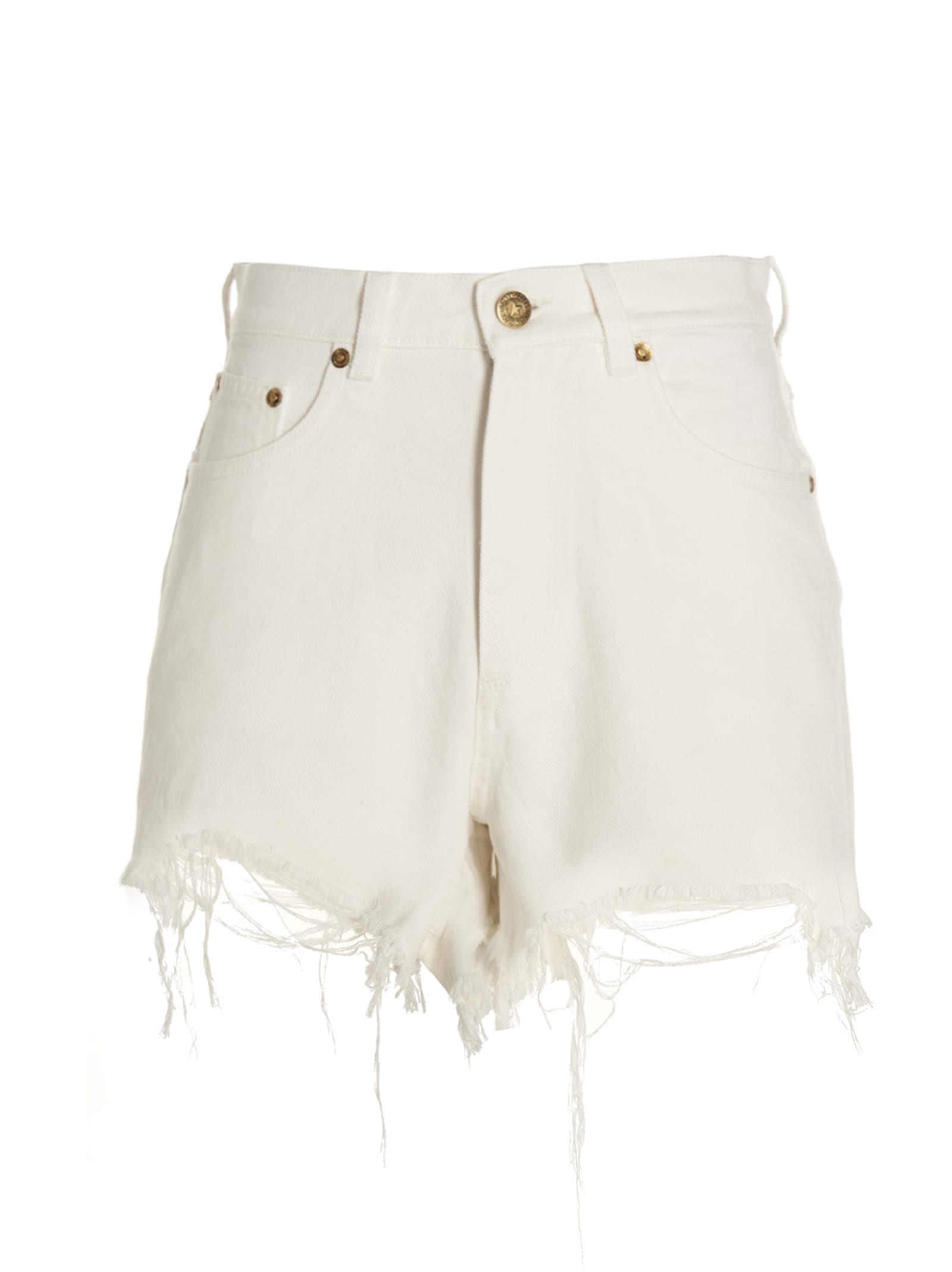 Shop Golden Goose Shorts Bull Over Dyed-365 In White