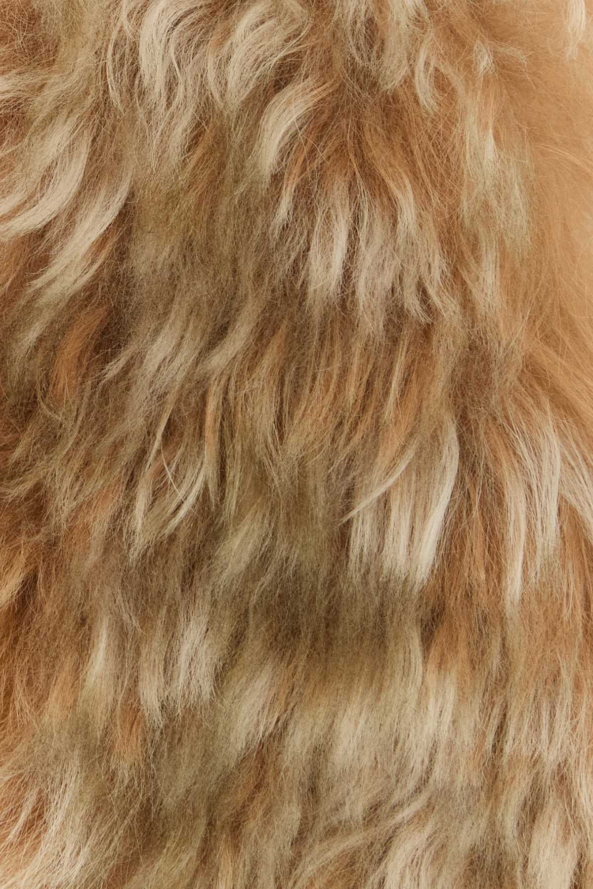 Prada Faux Fur Textured Leather Caps In Neutral