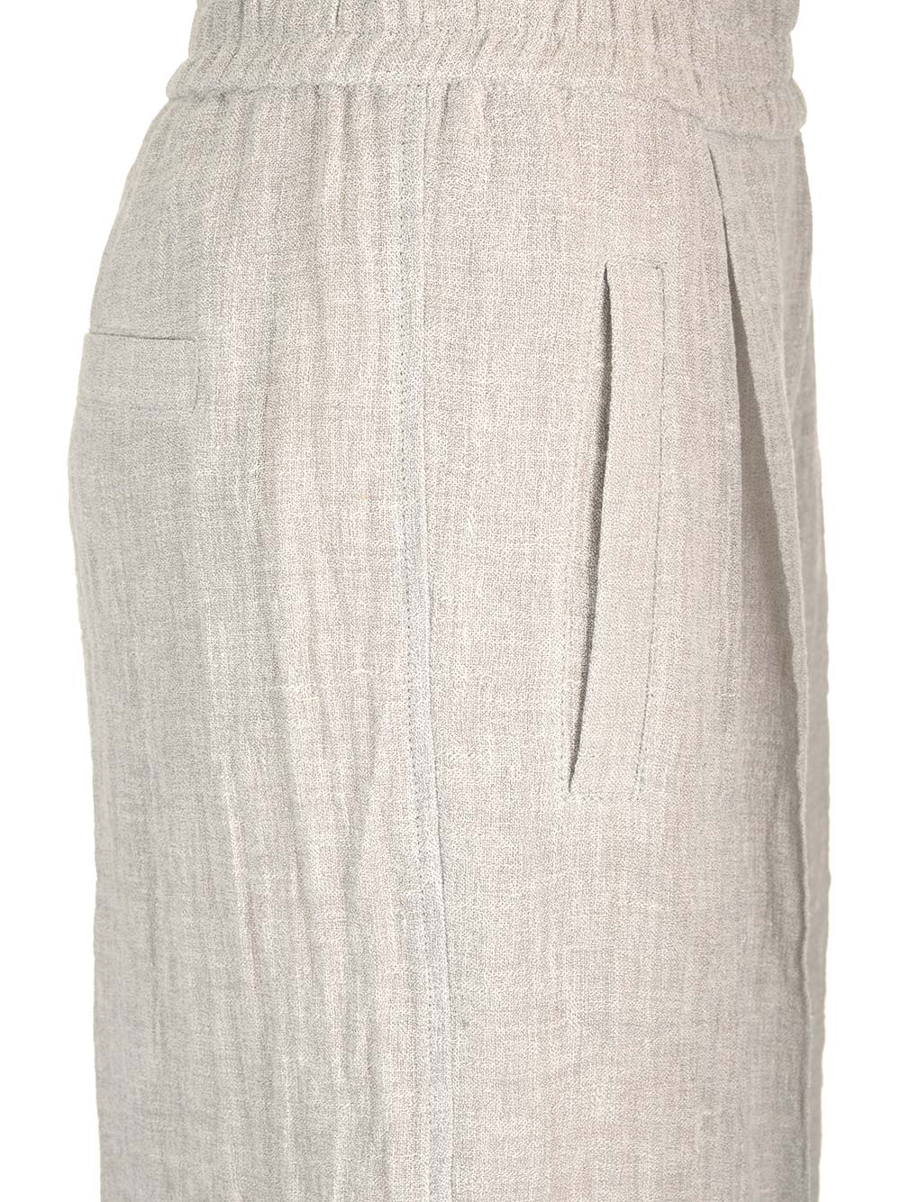 Shop Brunello Cucinelli Wide Leg Linen Trousers In Grey