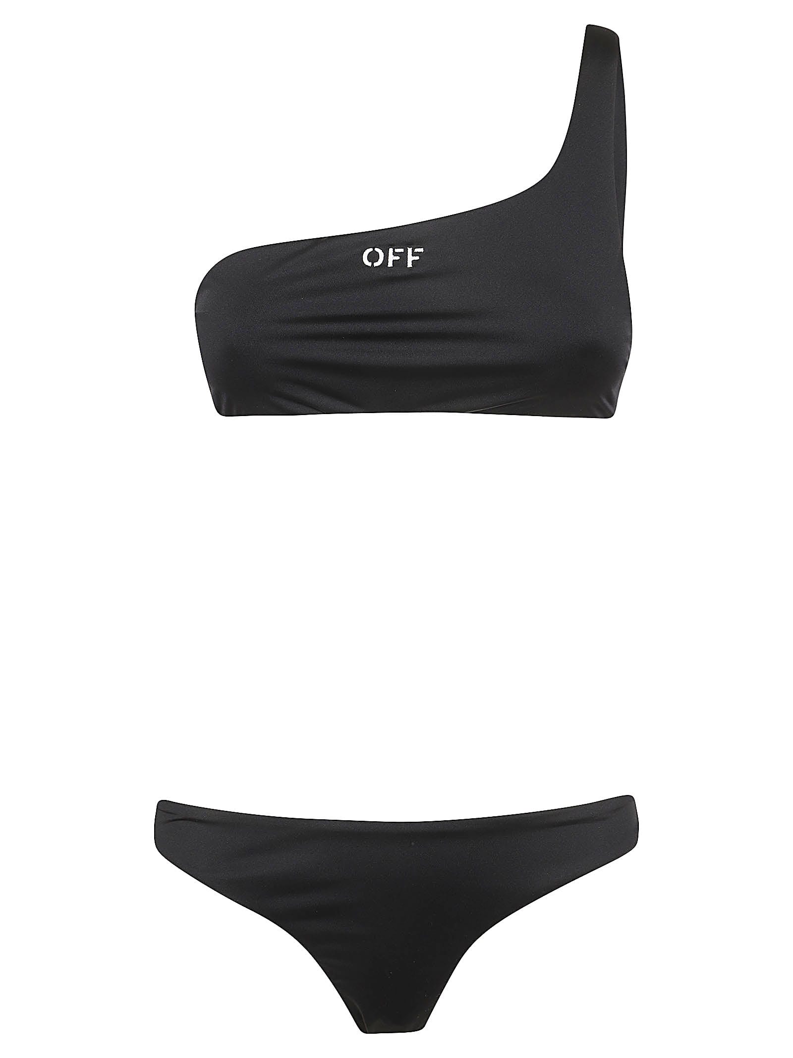 Shop Off-white Off Stamp One Shoulder Bikini In Black White