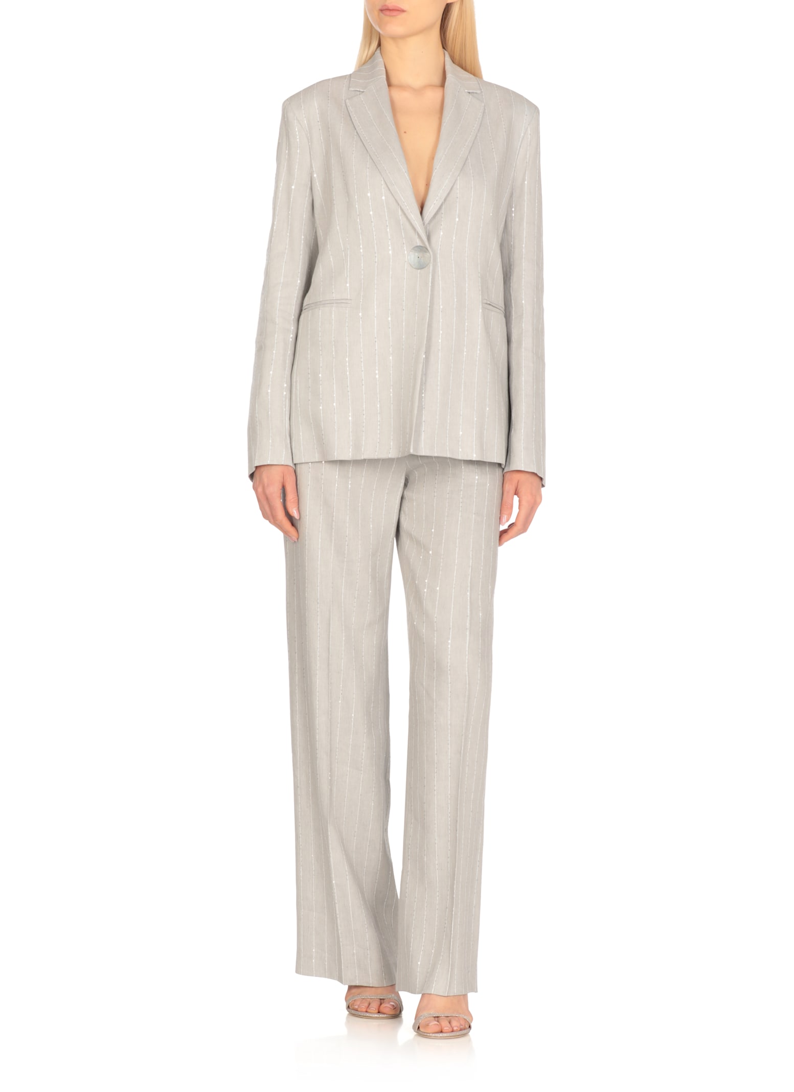Antonelli Grey Viscose And Linen Gaia Jacket In Gray