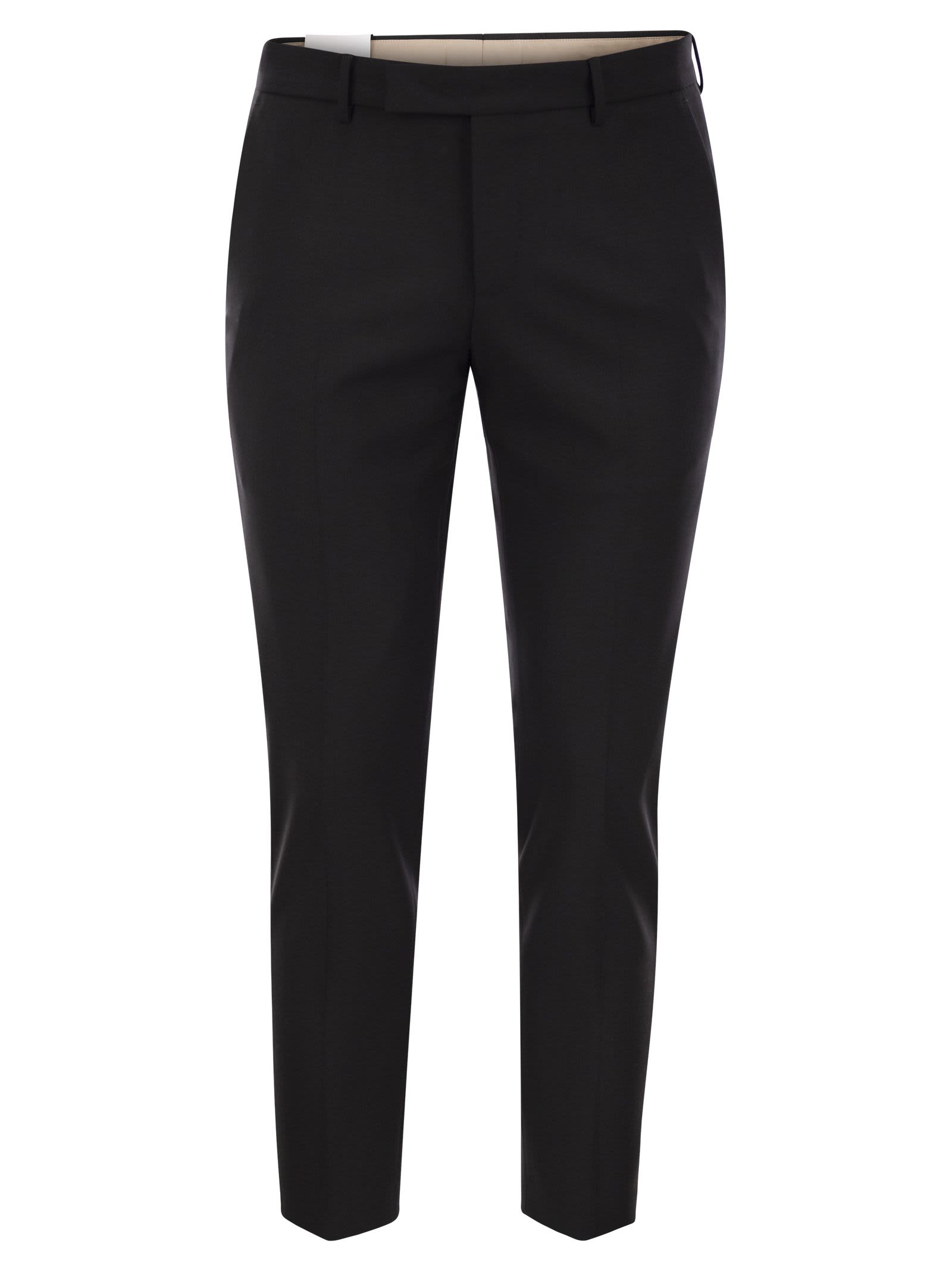 Shop Pt Torino Dieci - Virgin Wool Trousers In Black