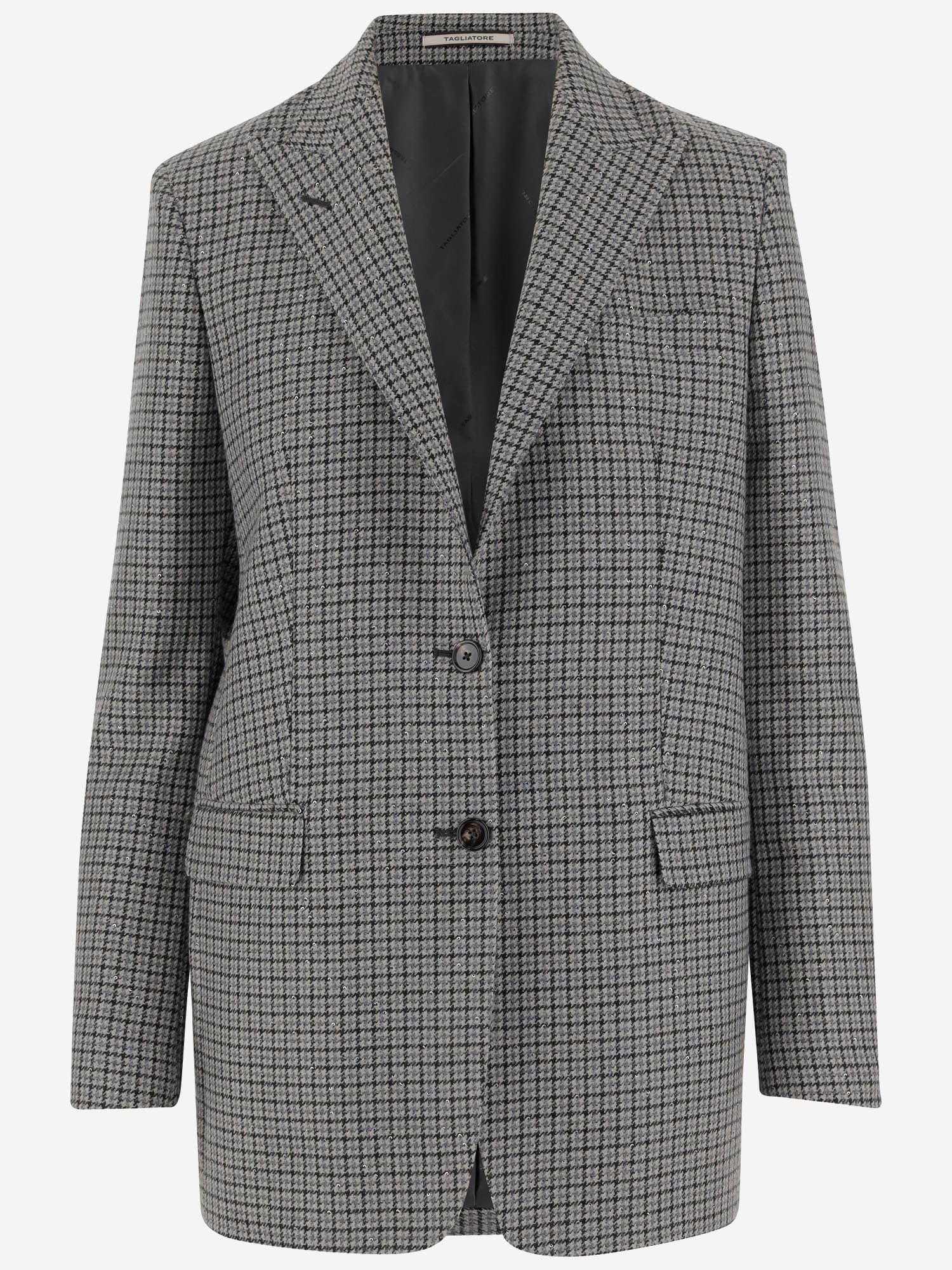 Long Houndstooth Two-button Jacket