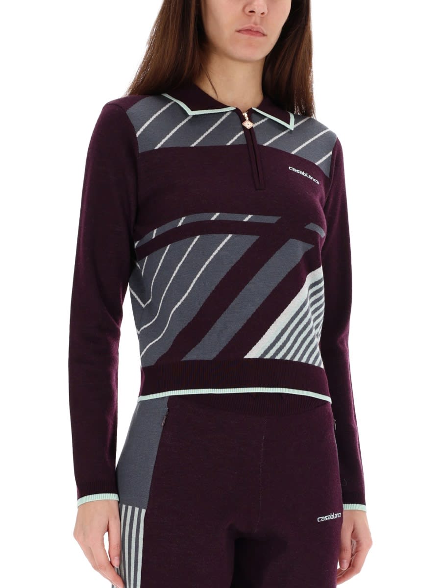 Casablanca Diagonal Tennis Polo Shirt In Multi