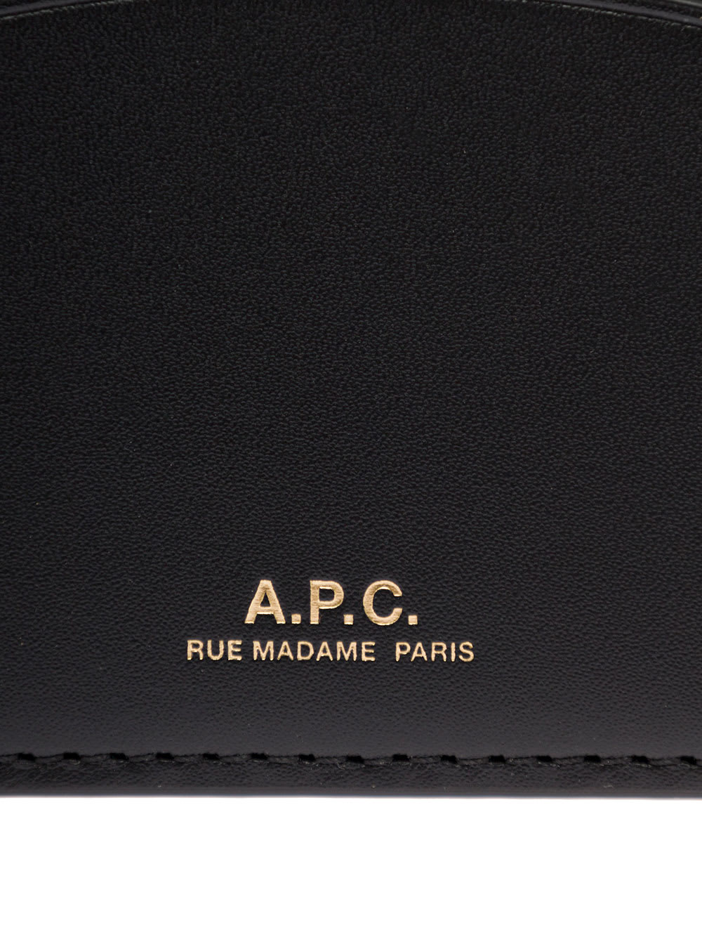 Shop Apc A.p.c Womans Demi Lune Black Leather Card Holder With Logo