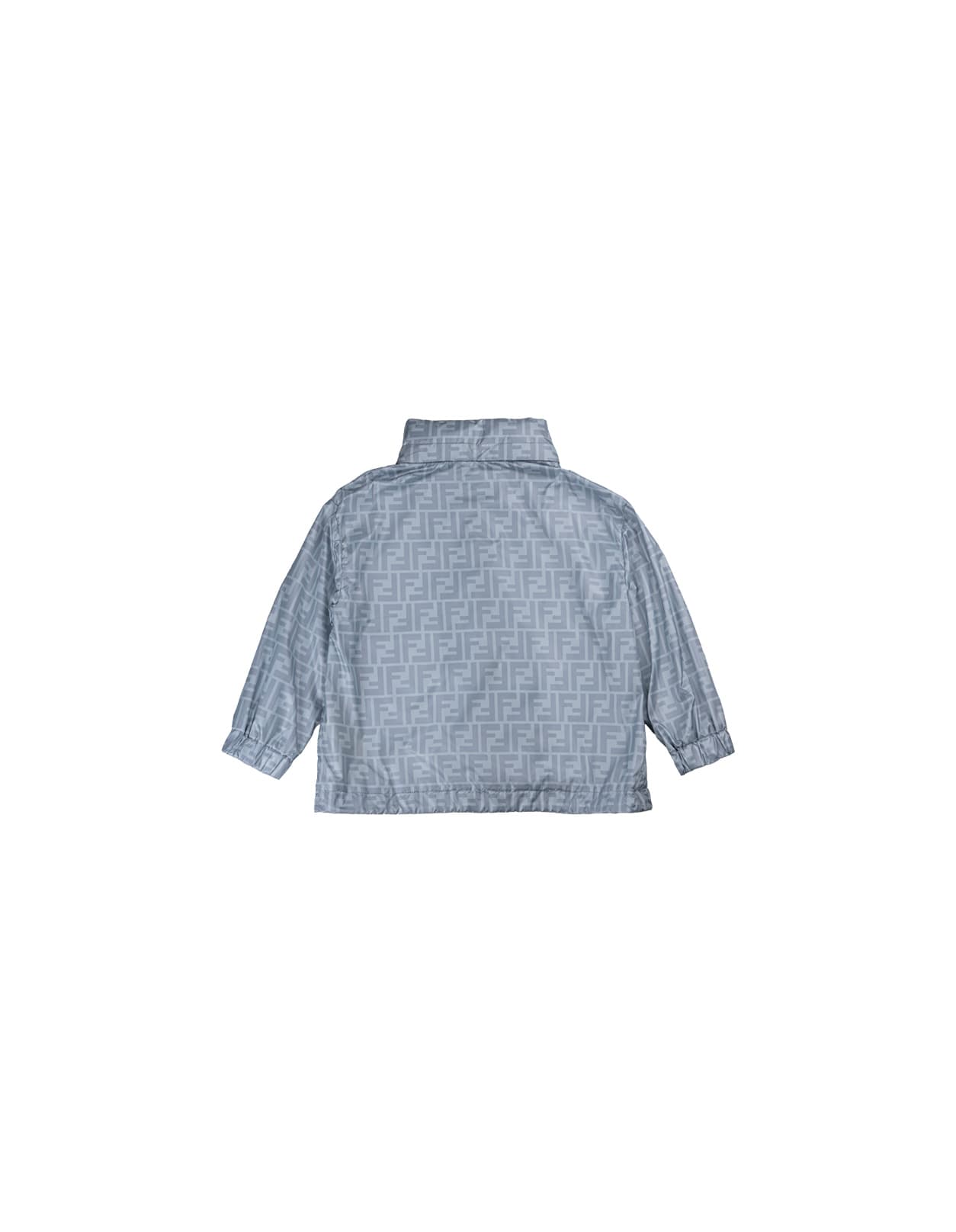 FENDI LIGHT BLUE WINDBREAKER JACKET WITH ALL-OVER MONOGRAM 