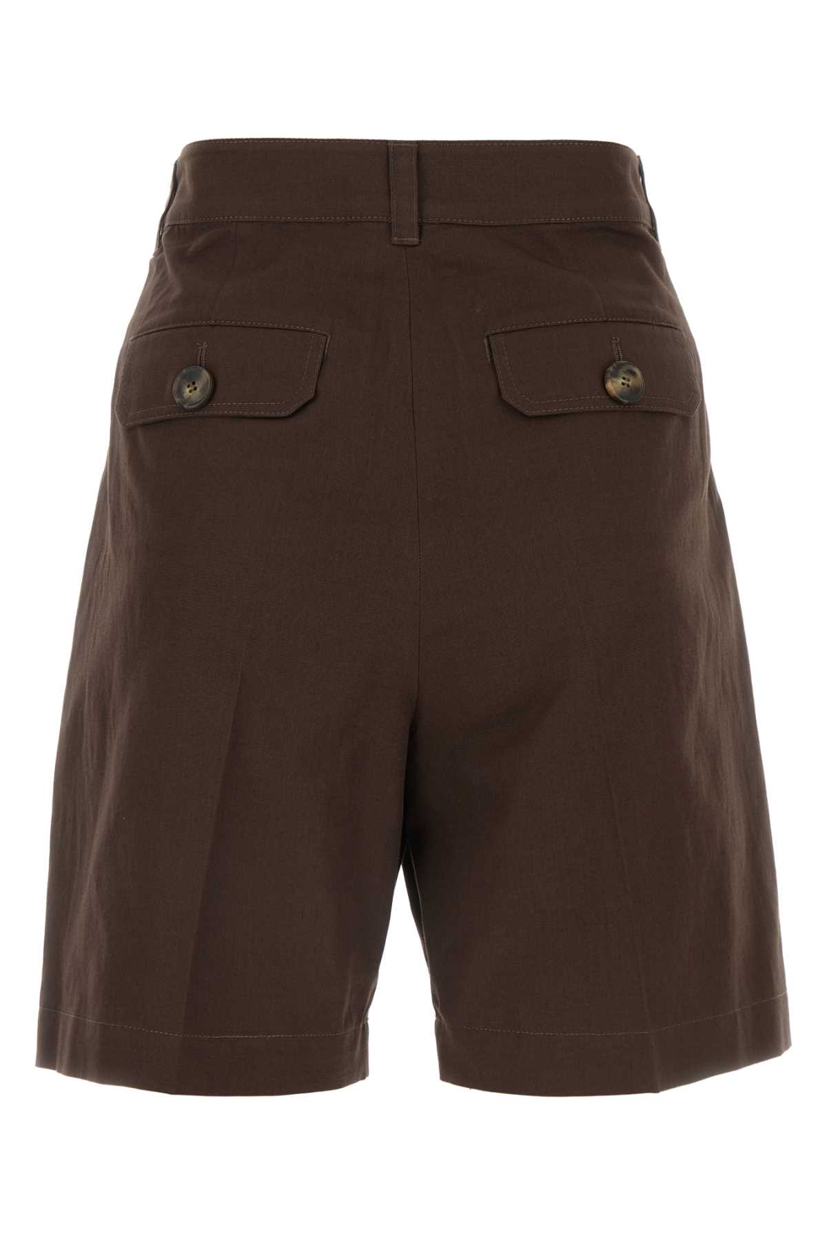 Shop Weekend Max Mara Dark Brown Cotton Blend Afa Shorts In Cioccolato