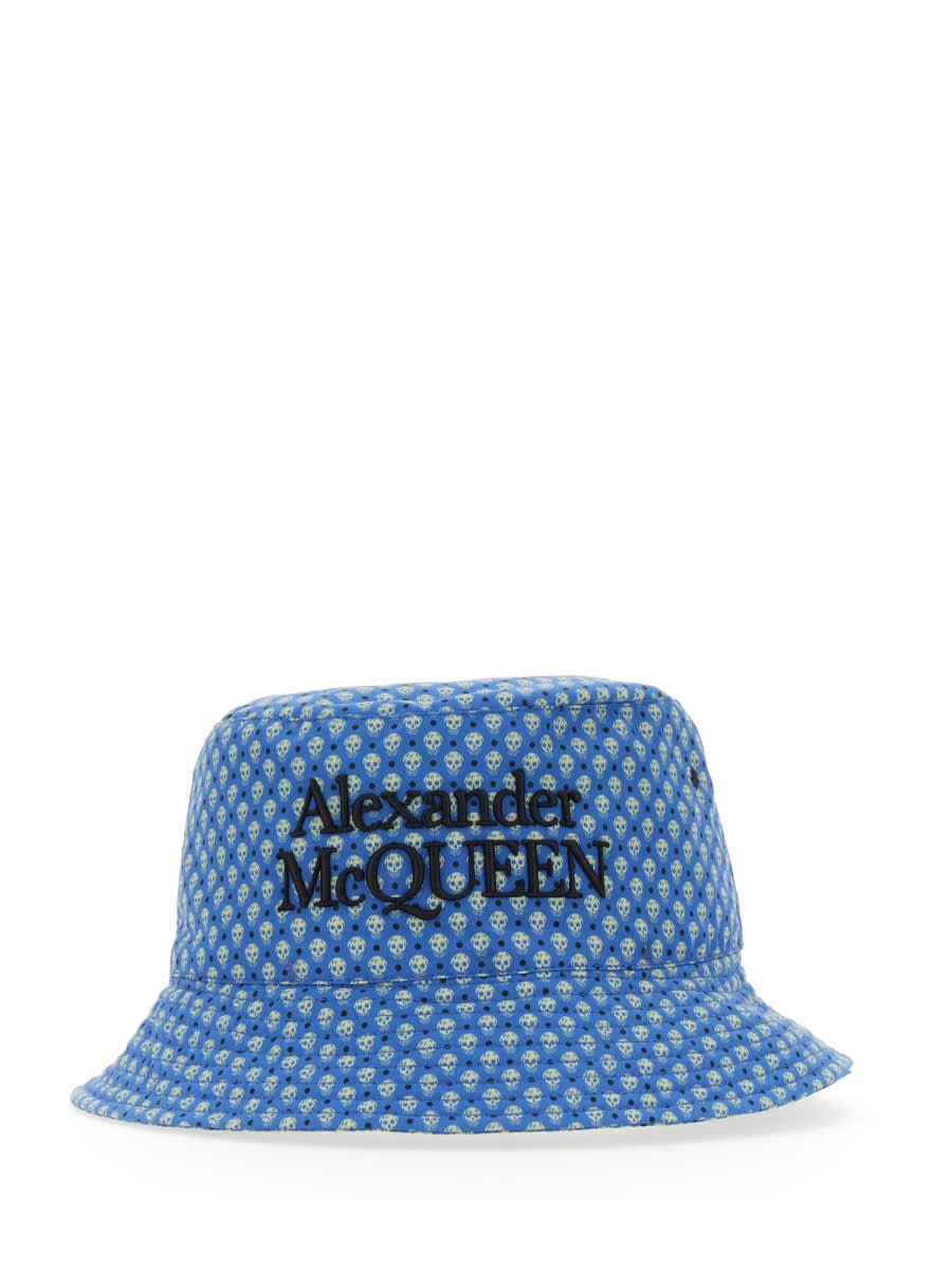 Shop Alexander Mcqueen Polka Dots Skull Hat In Blue