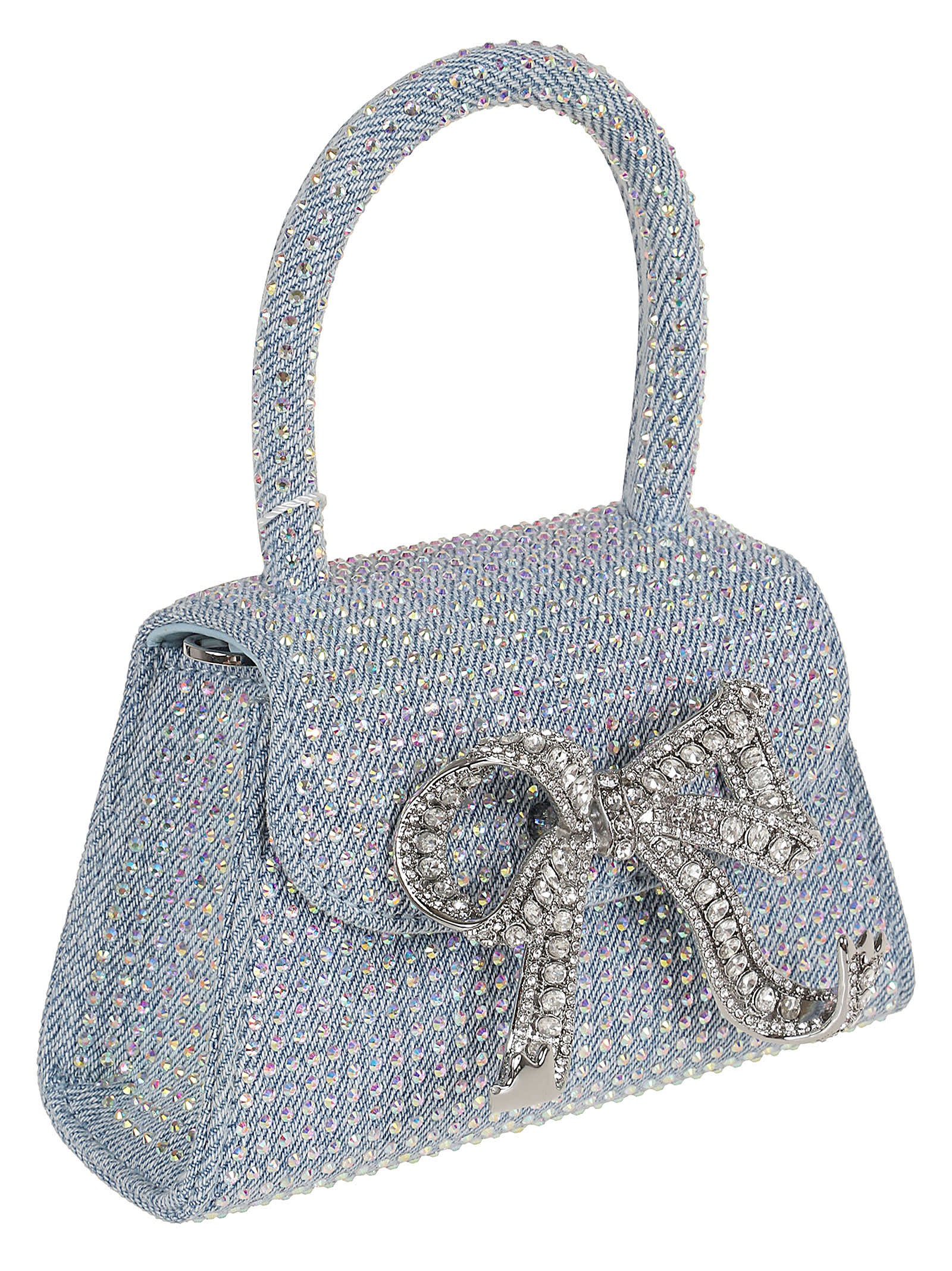 Shop Self-portrait Blue Rhinestone Denim Micro Bag