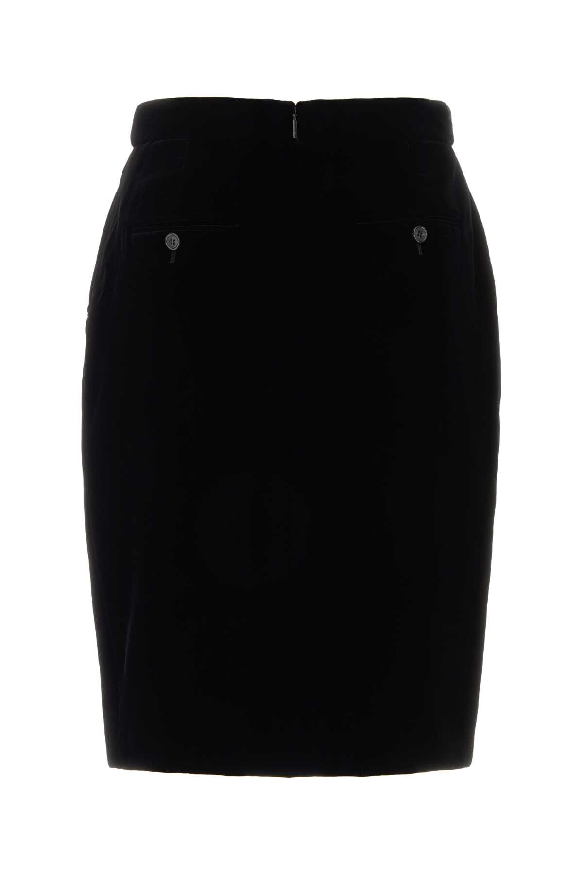 Saint Laurent Black Velvet Skirt In Noir