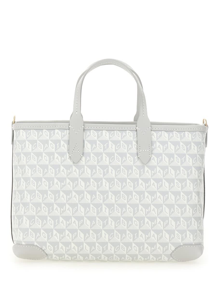Anya Hindmarch Printed Canvas Xs I Am A Plastic Bag Handbag In White