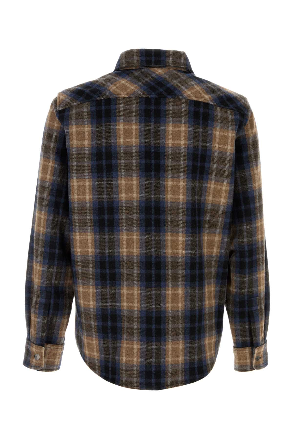 Woolrich Embroidered Flannel Alaskan Melton Shirt In Sailorbluecheck